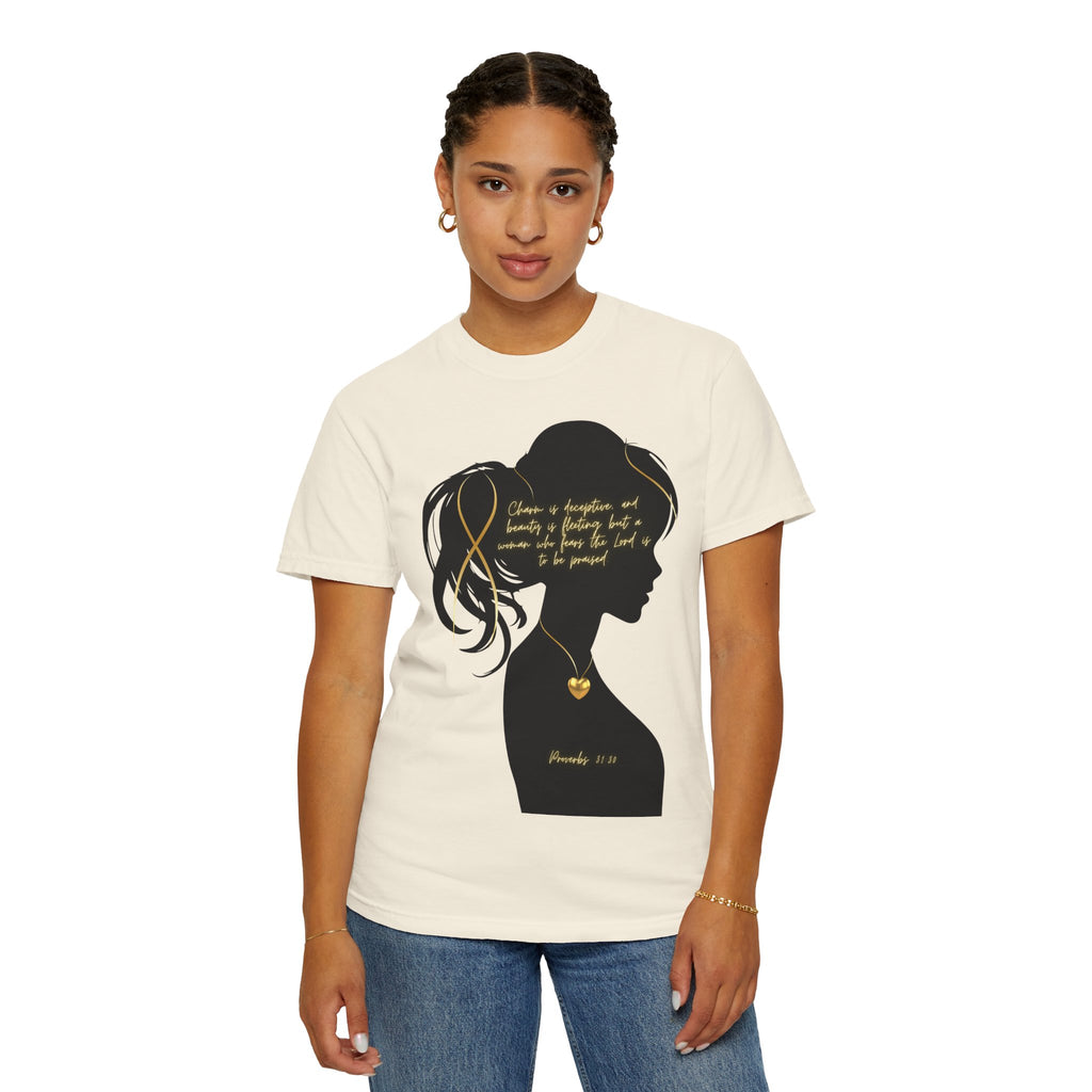 Proverbs 31:30 Gold Heart- T-Shirt