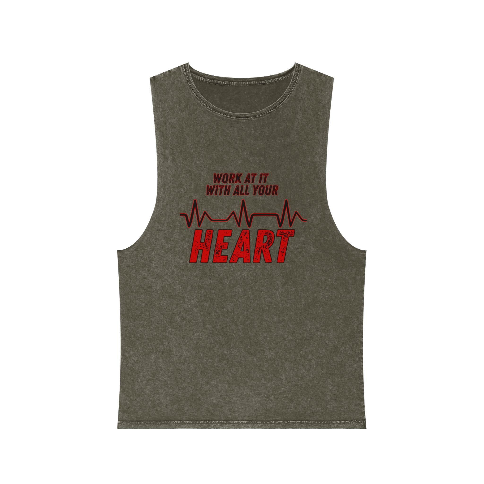 Colossians 3:23: "Work At It With All Your Heart"  — Stonewash Tank Top
