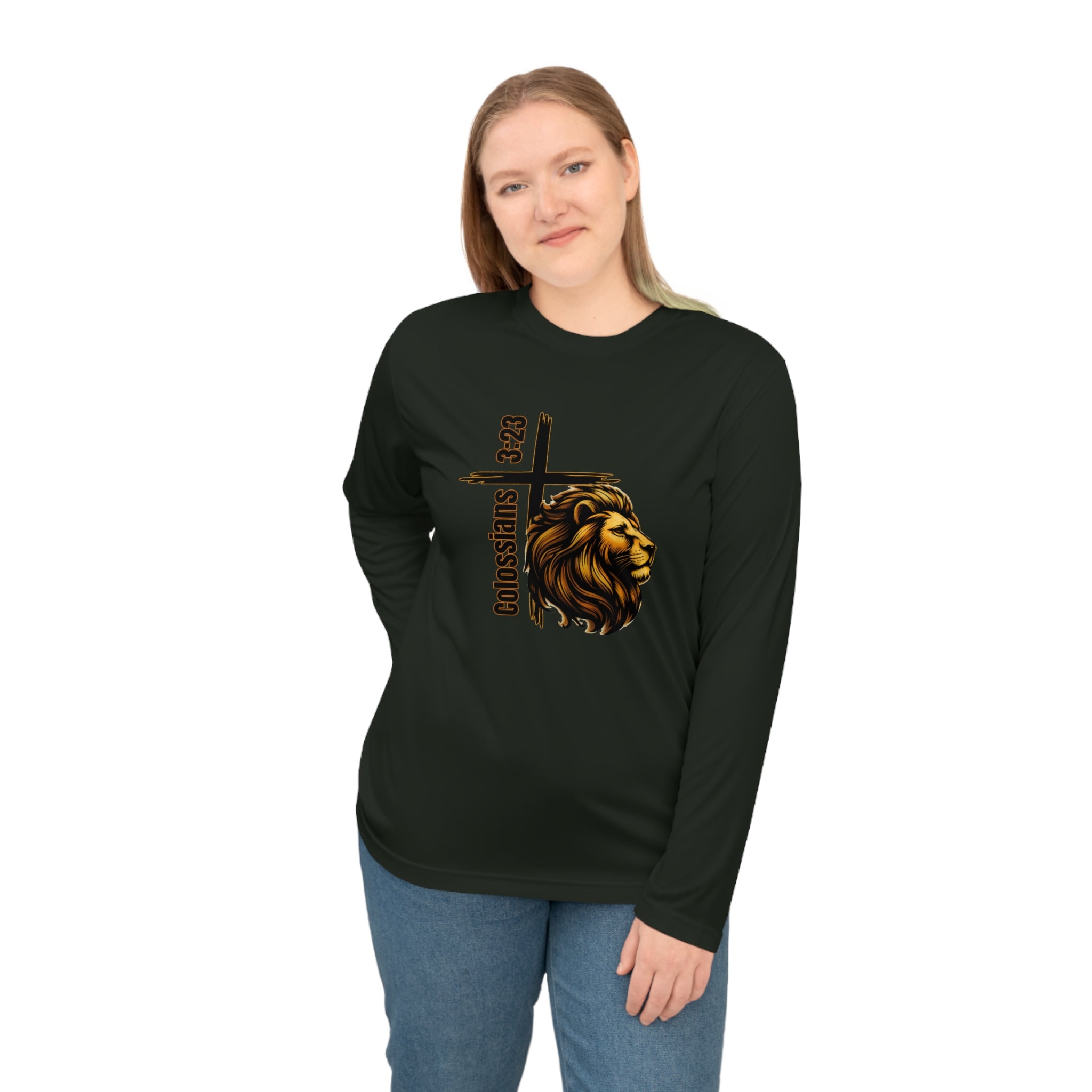 Colossians 3:23: Lion Long Sleeve Performance Shirt