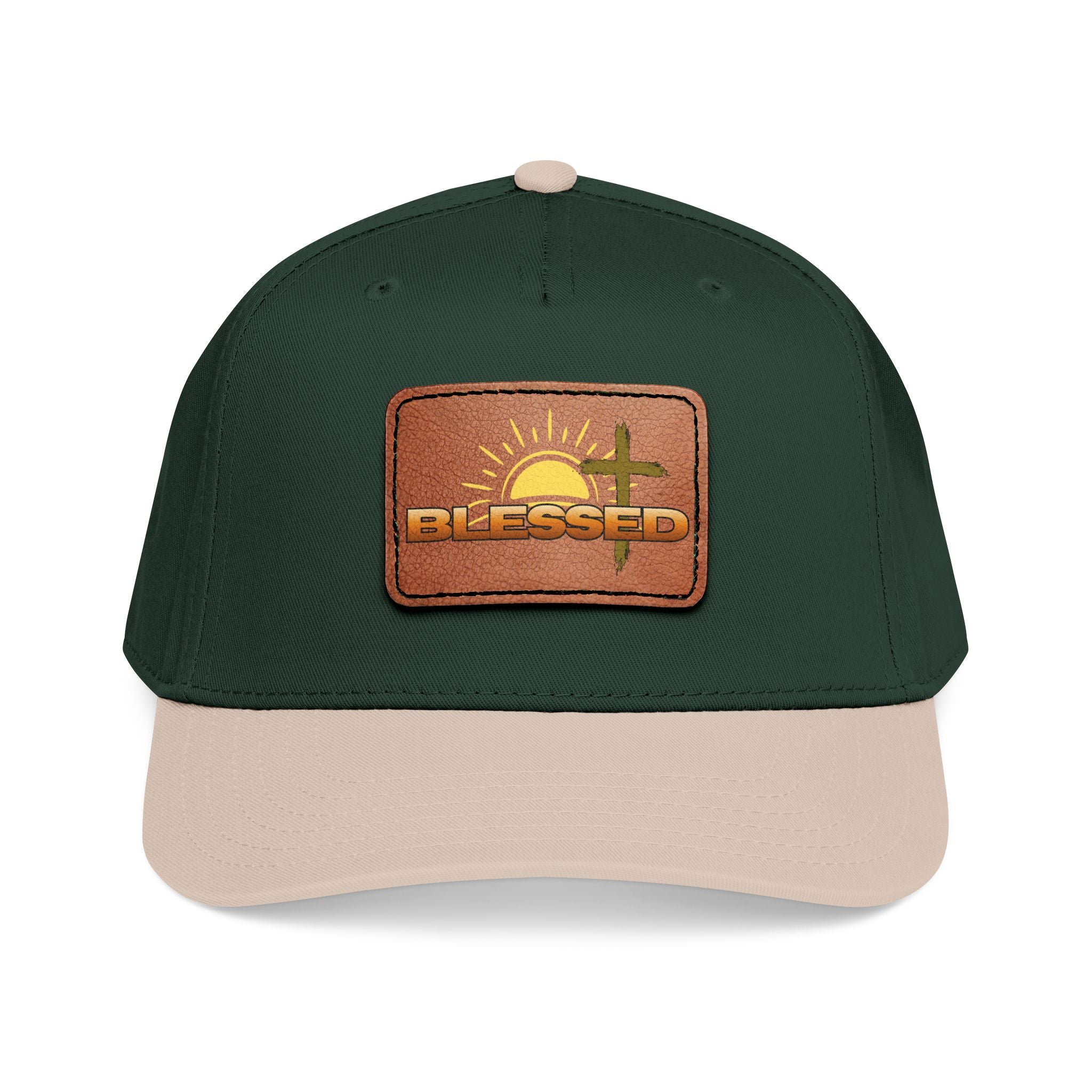 'Blessed' Sunrise Leather Patch Baseball Cap — Sunrise Cross Christian Hat