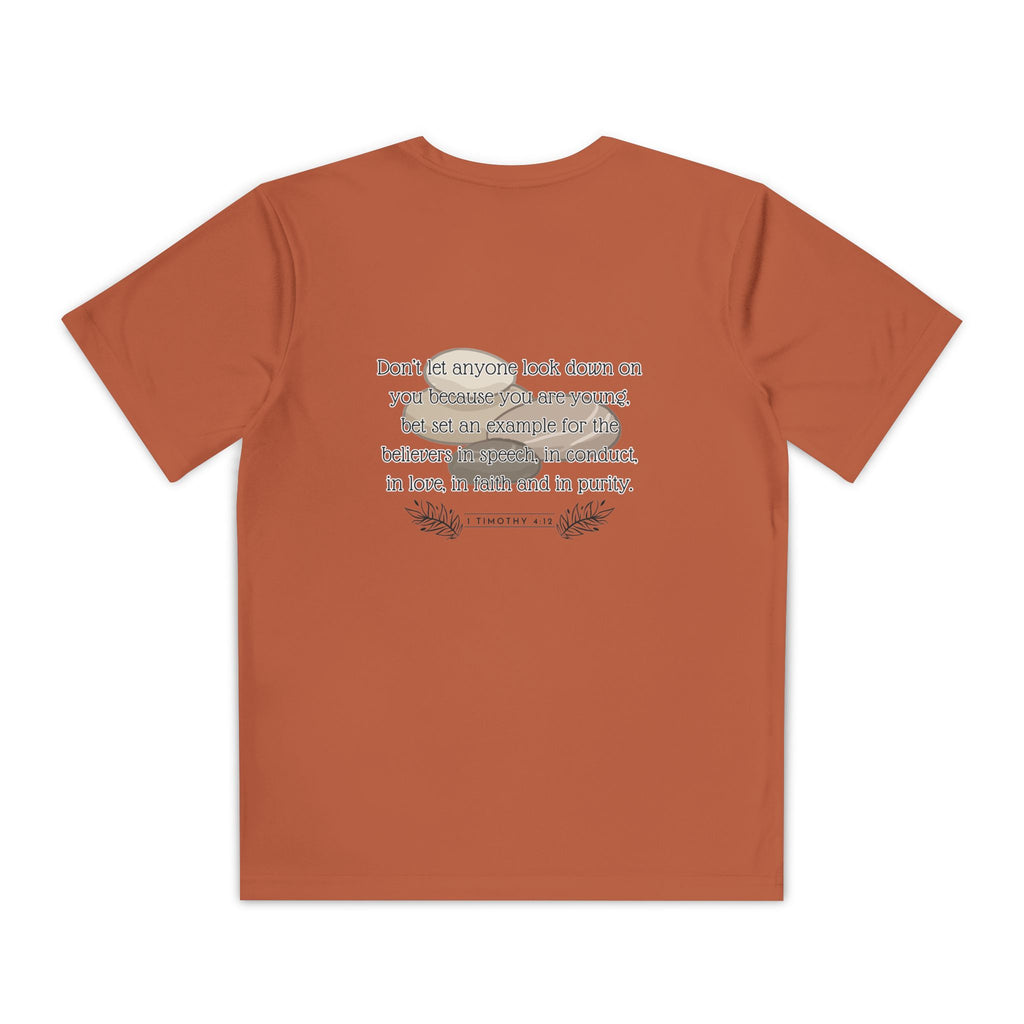 1 Timothy 4:12: 'Small But Mighty' Stones Youth Competitor Tee