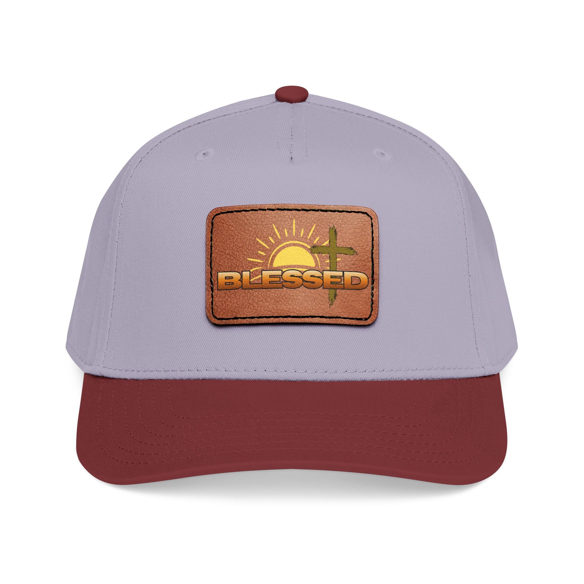 'Blessed' Sunrise Leather Patch Baseball Cap — Sunrise Cross Christian Hat