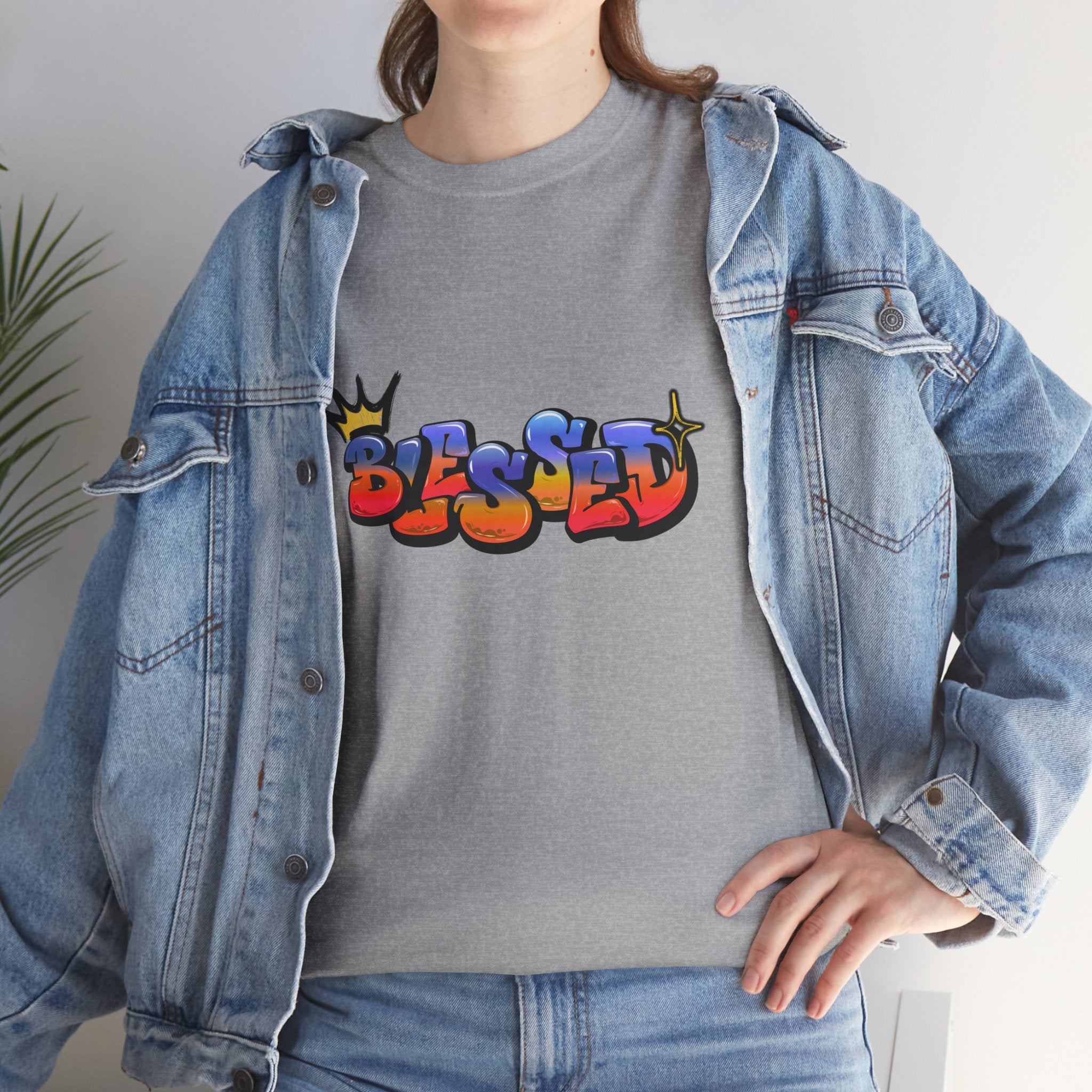 'Blessed' Crown Graffiti Tee
