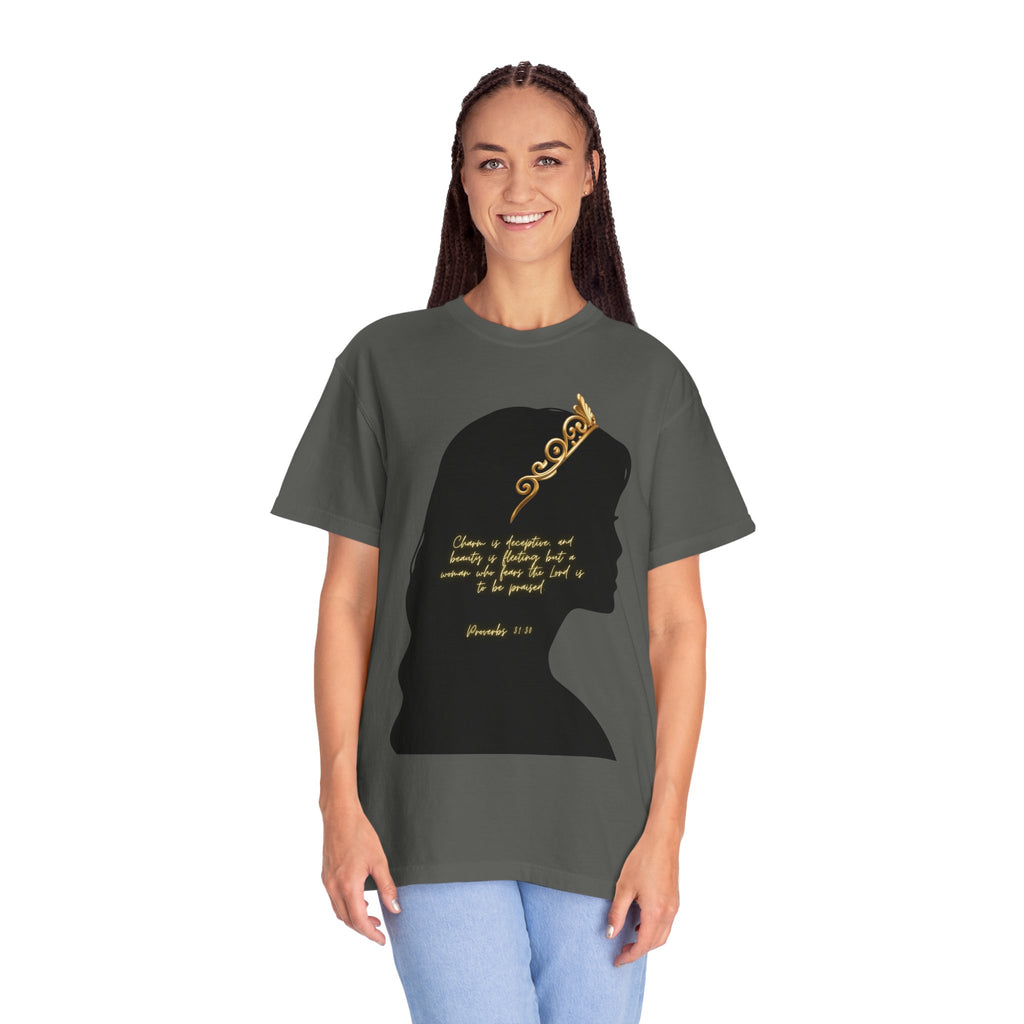 Proverbs 31:30 Gold Crown - T-Shirt