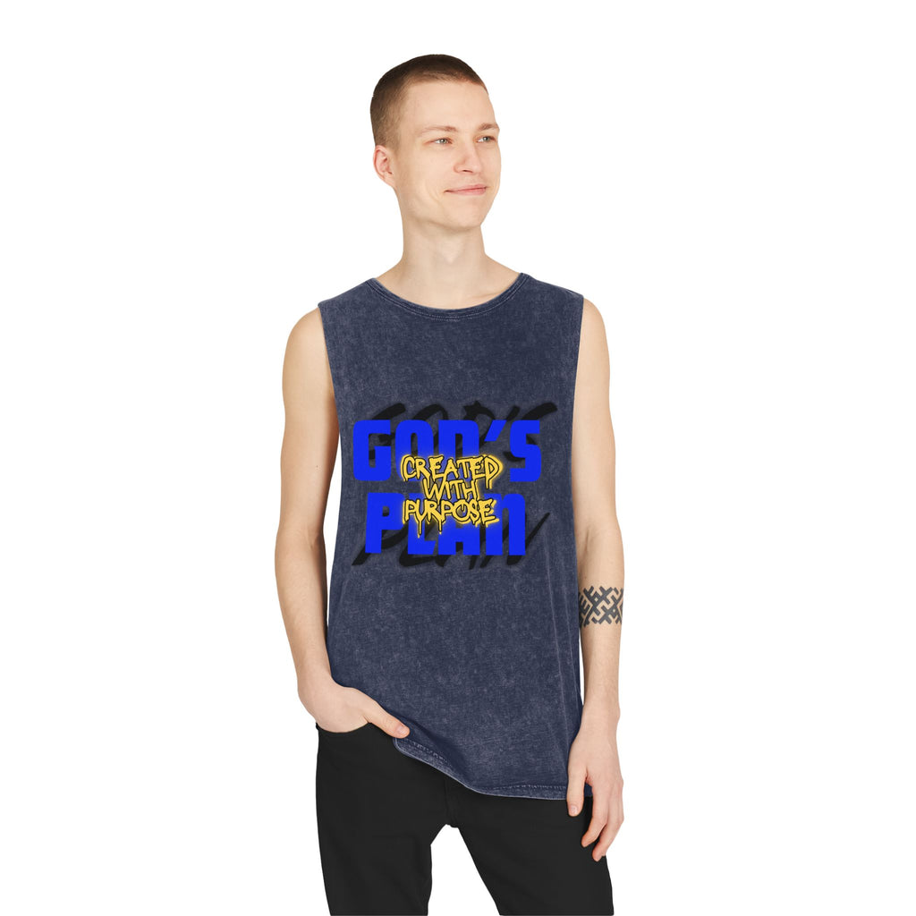 "Created With Purpose" — Graphic Stonewash Muscle Tee
