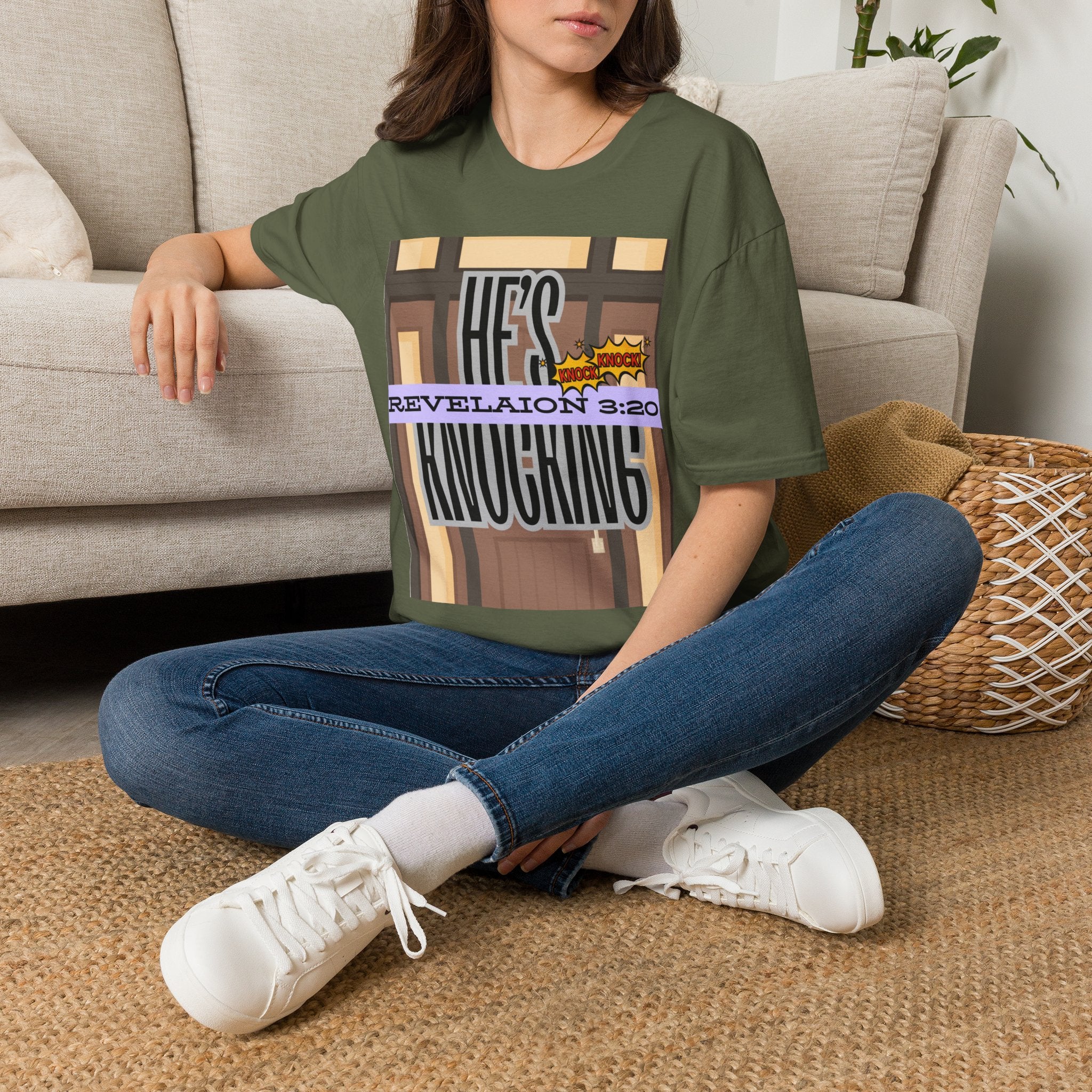 “He’s Knocking” Revelation 3:20 — Graphic T‑Shirt