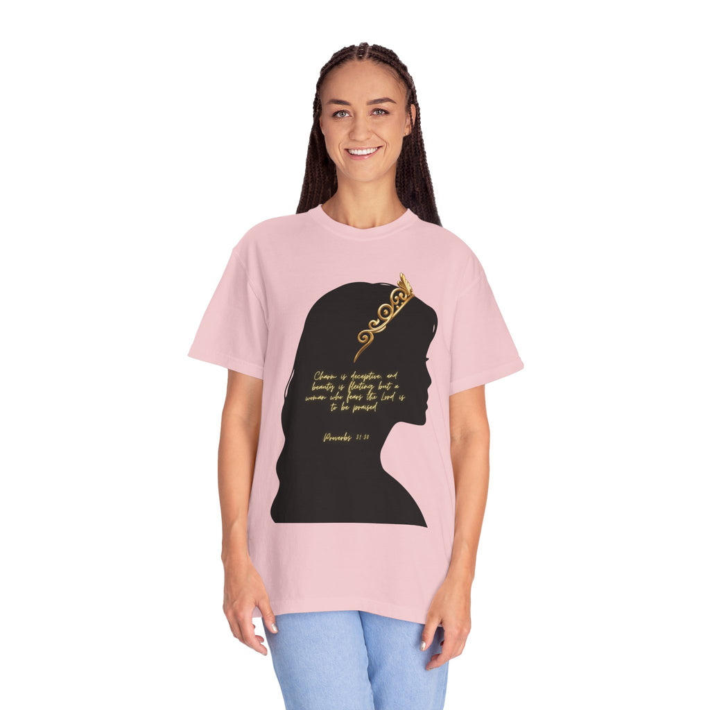 Proverbs 31:30 Gold Crown - T-Shirt