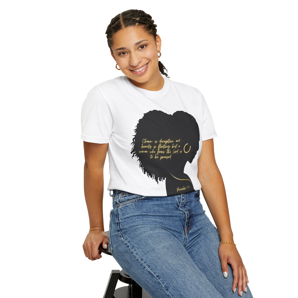 Proverbs 31:30 Gold Earring - T-Shirt