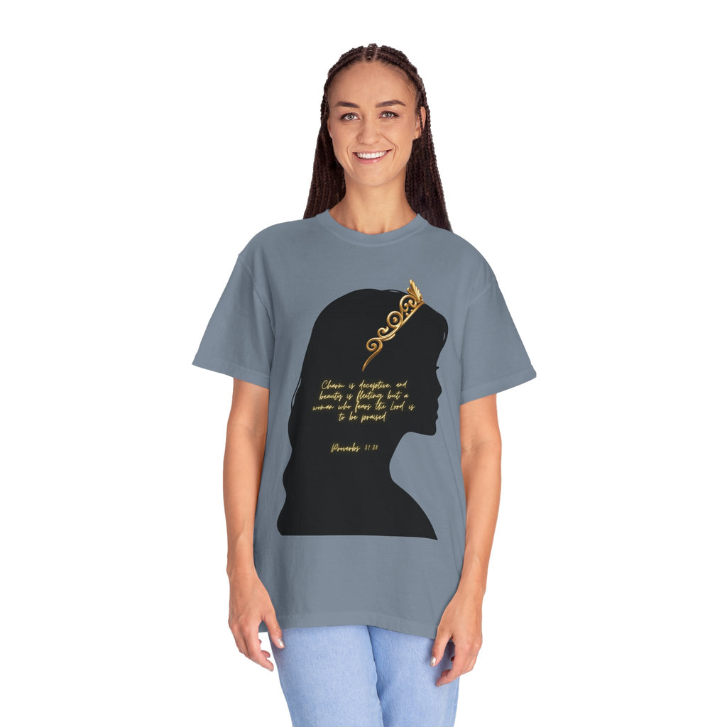 Proverbs 31:30 Gold Crown - T-Shirt