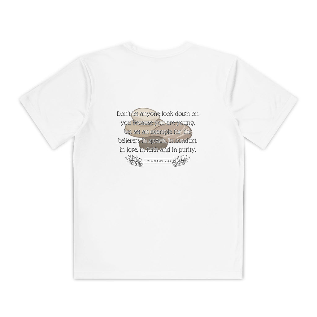 1 Timothy 4:12: 'Small But Mighty' Stones Youth Competitor Tee