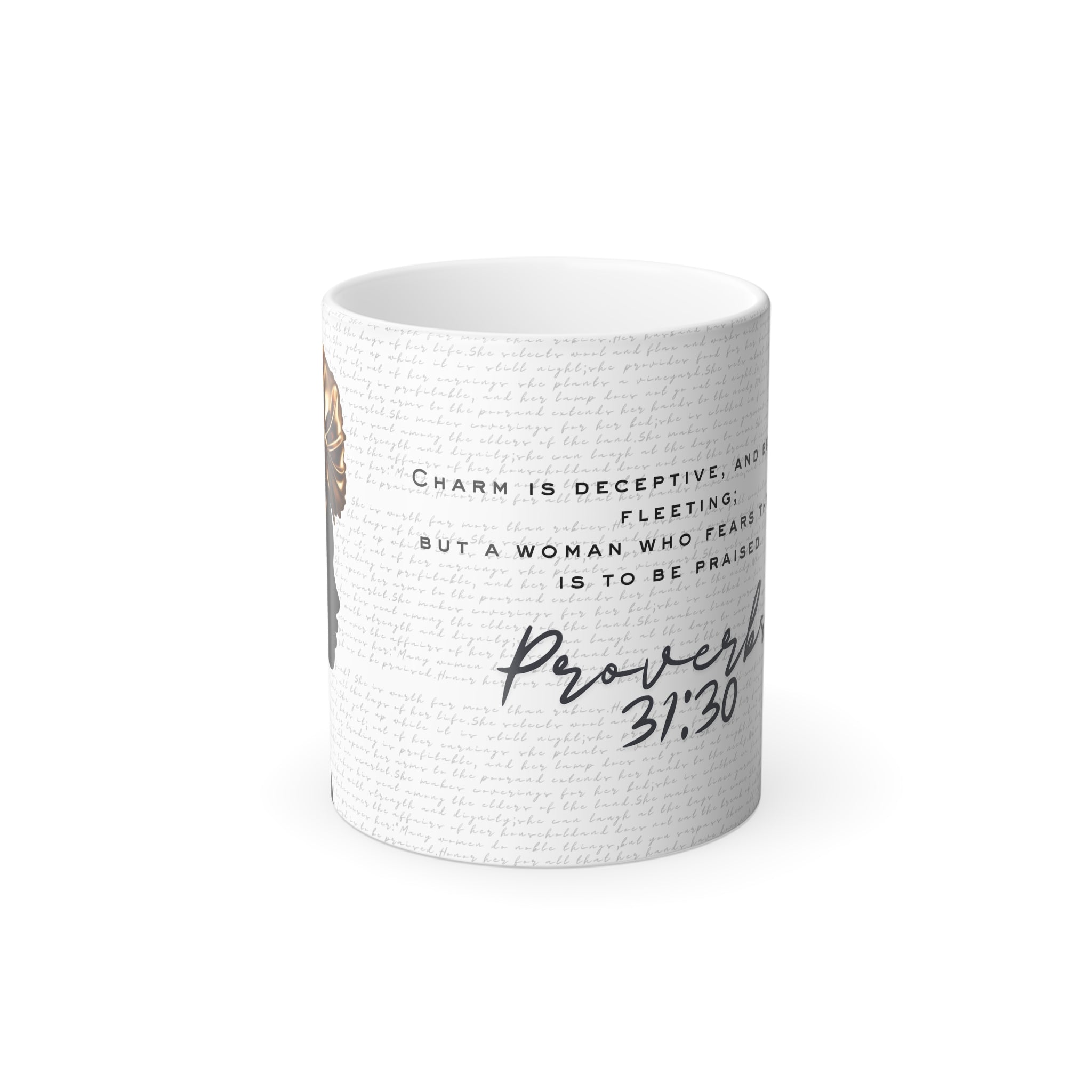 Proverbs 31:30: Gold Headwrap - Color Morphing Mug (11oz)