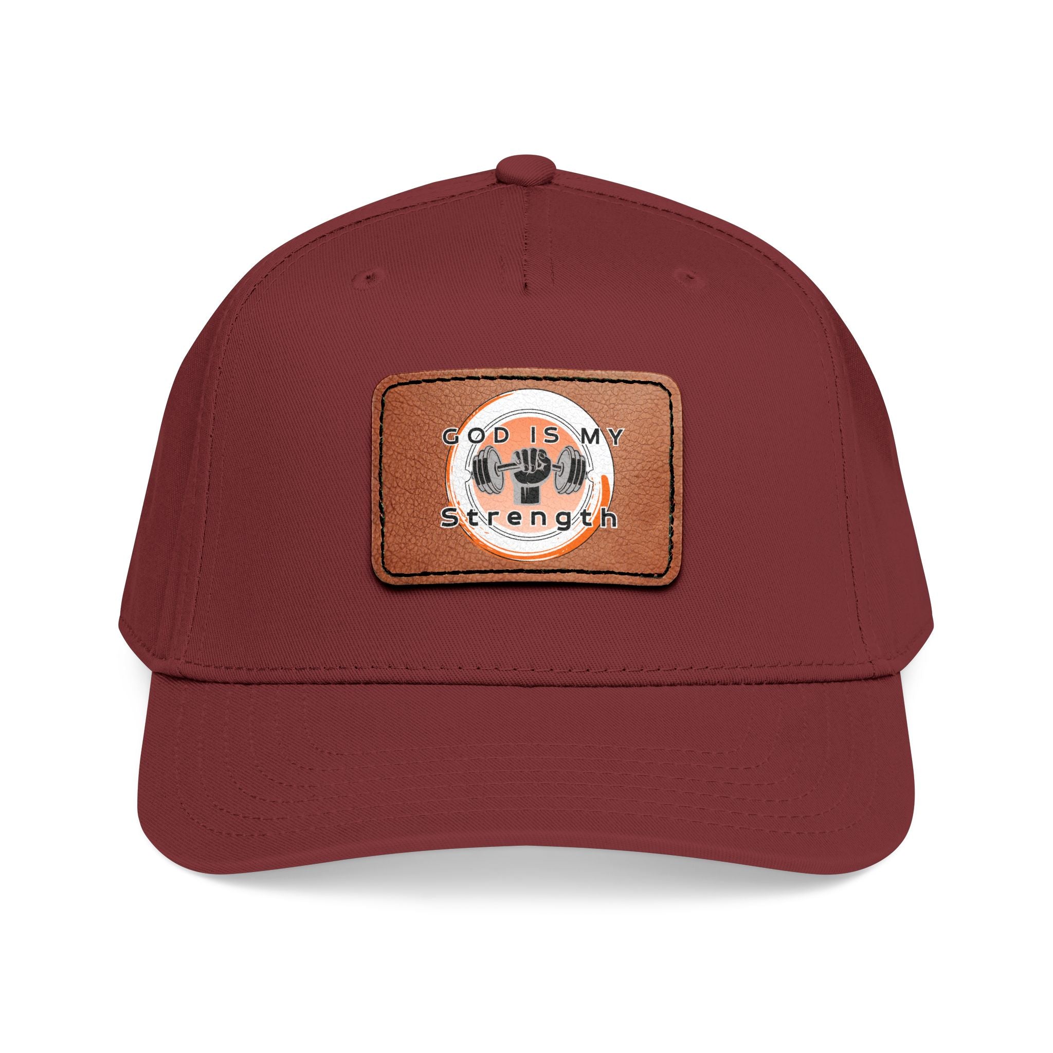 "God Is My Strength" Leather Patch Baseball Cap