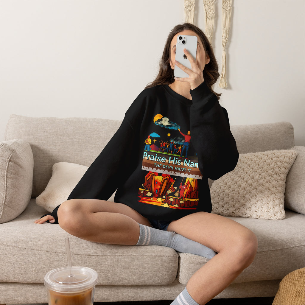 'Praise His Name' — Crewneck Sweatshirt