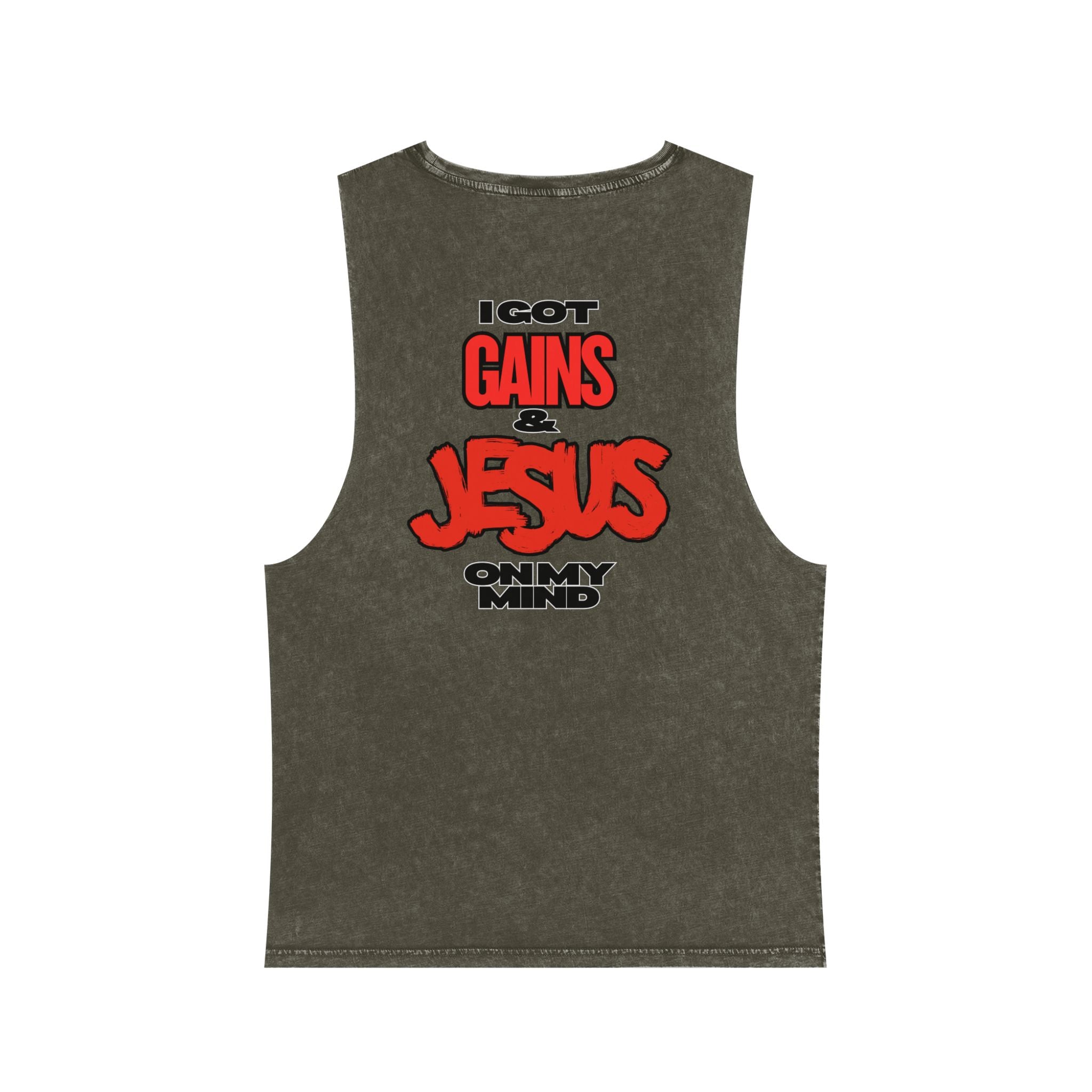 "Please Do Not Disturb: Got Gains & Jesus On My Mind" - Stonewash Tank Top