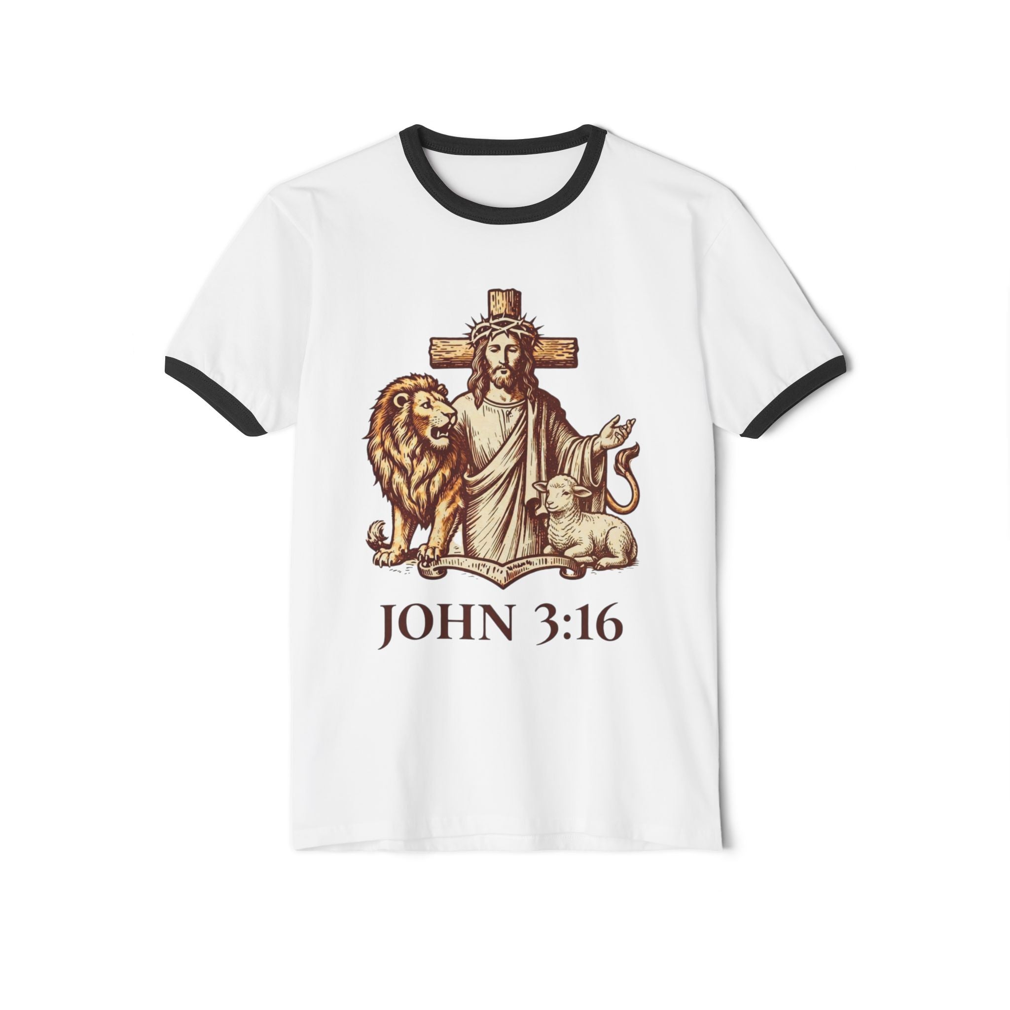 'Jesus The Lion & Lamb' - Ringer T-Shirt