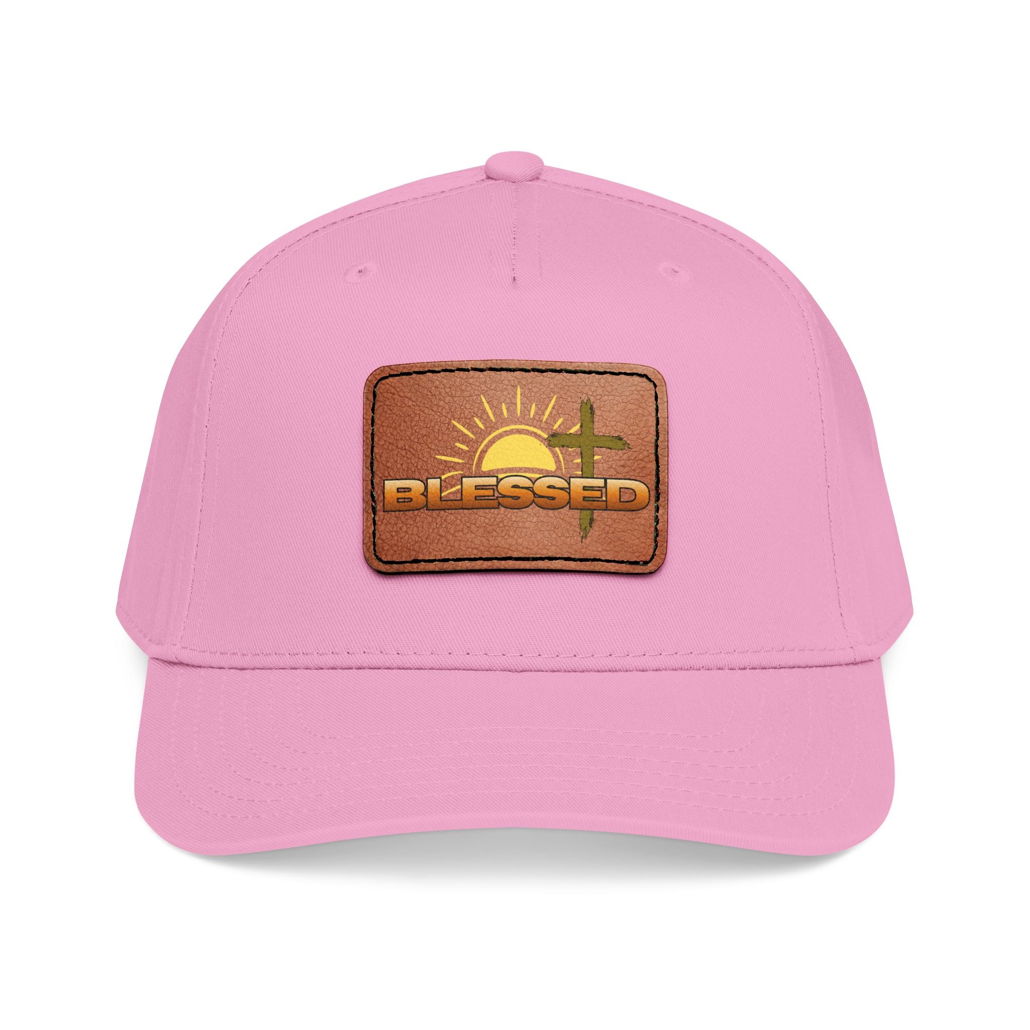 'Blessed' Sunrise Leather Patch Baseball Cap — Sunrise Cross Christian Hat