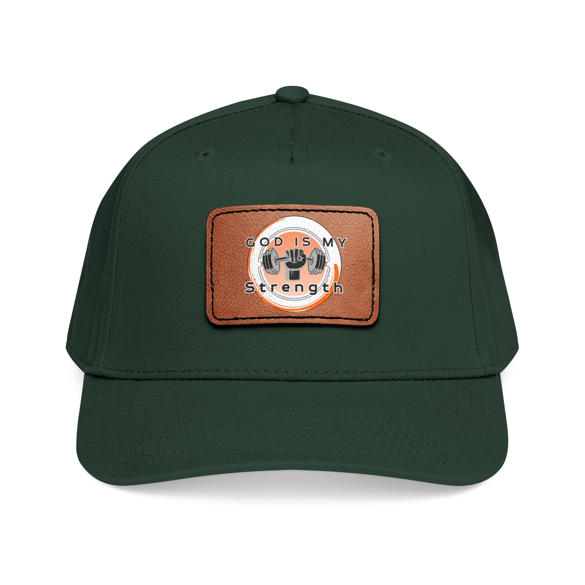 "God Is My Strength" Leather Patch Baseball Cap