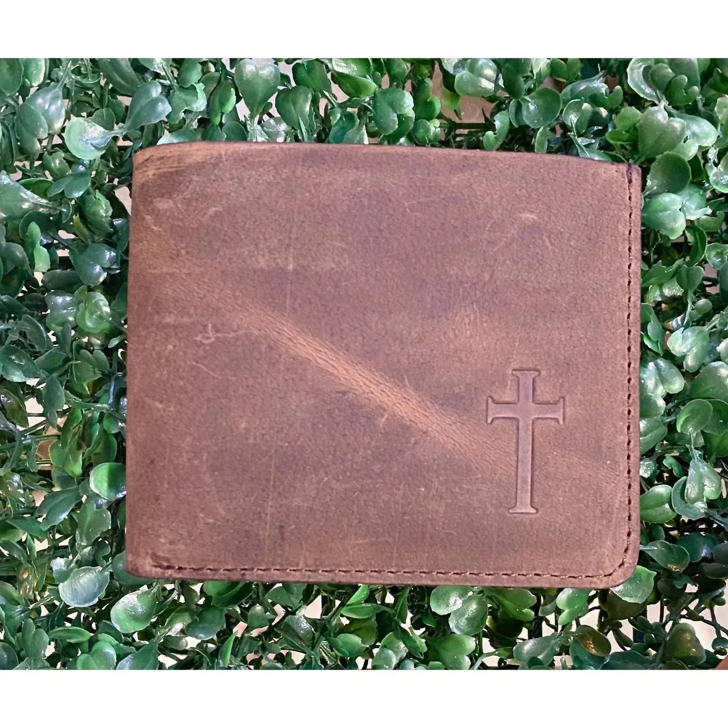 Men’s Genuine Buffalo Leather Cross Bifold Wallet