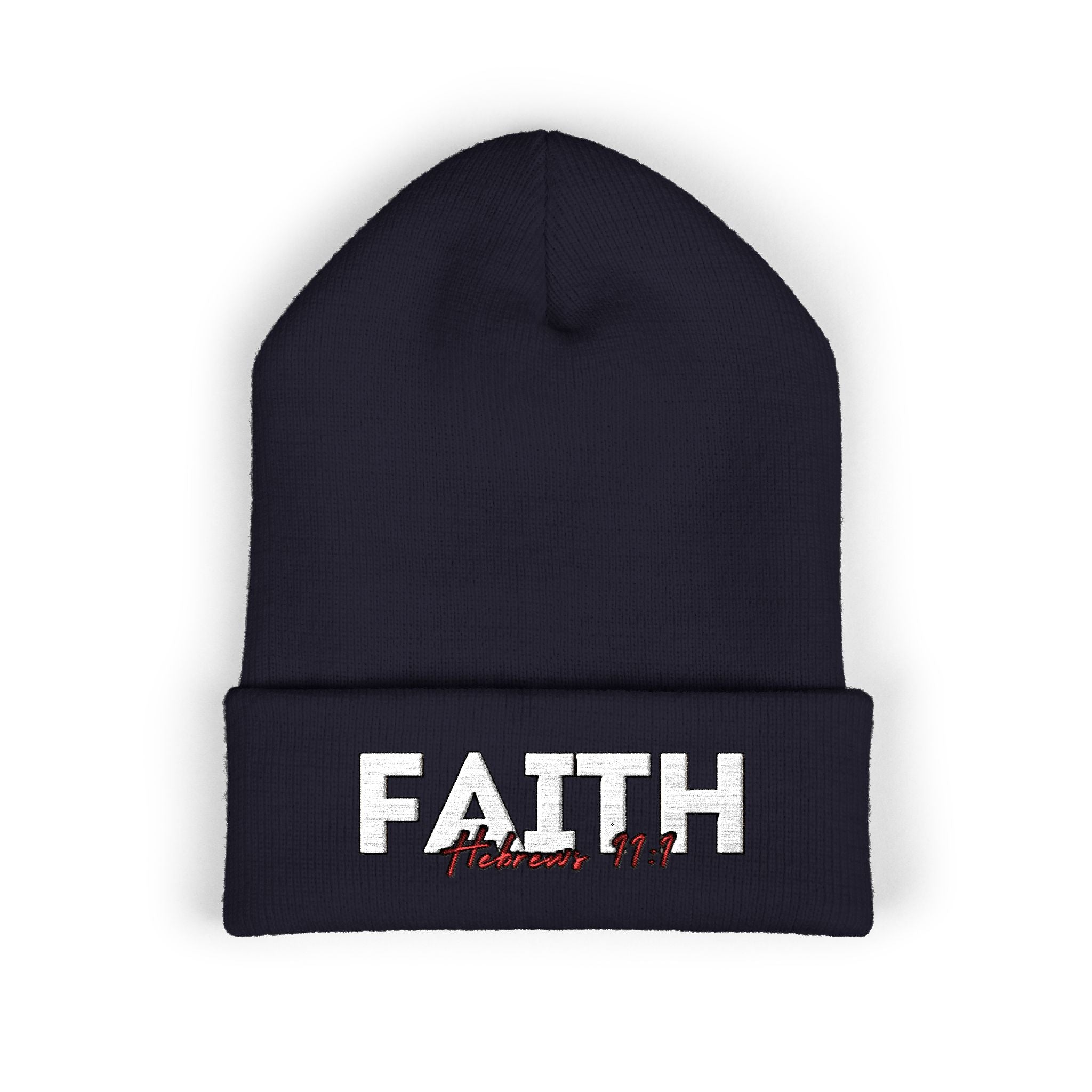 Hebrews 11:1 Faith Embroidered Cuffed Beanie