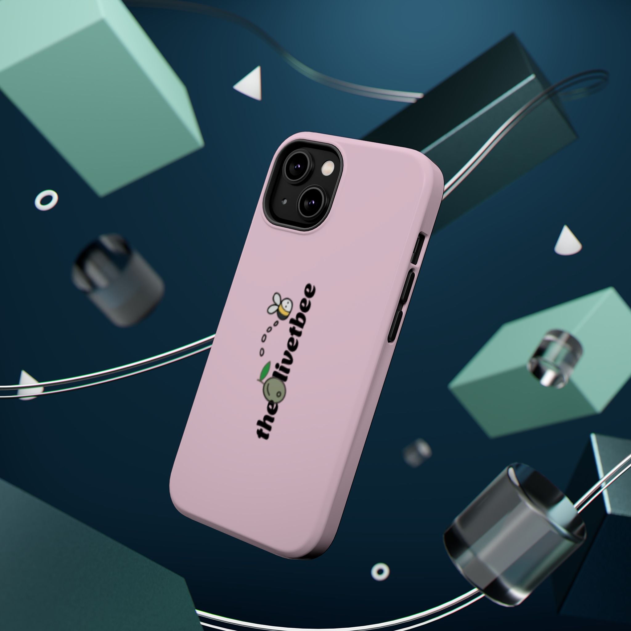 Pink Magnetic Impact-Resistant Phone Case — 'theolivetbee' , Shockproof MagSafe-Compatible Protection