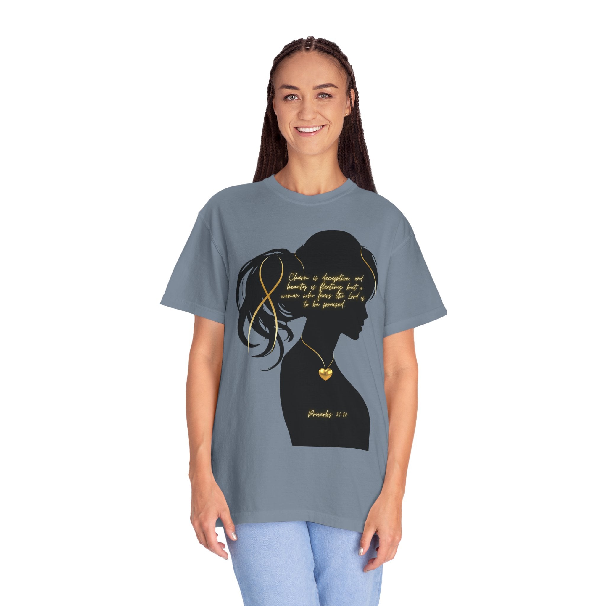 Proverbs 31:30 Gold Heart- T-Shirt