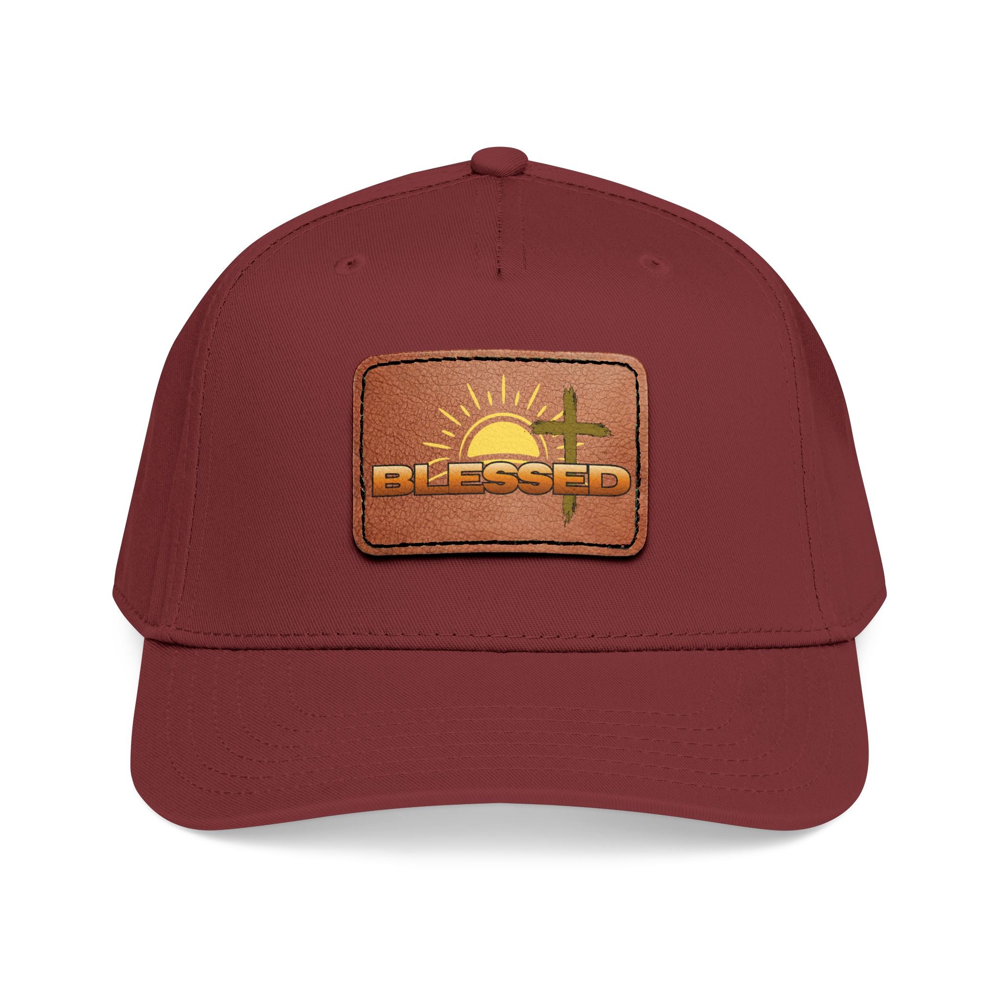 'Blessed' Sunrise Leather Patch Baseball Cap — Sunrise Cross Christian Hat