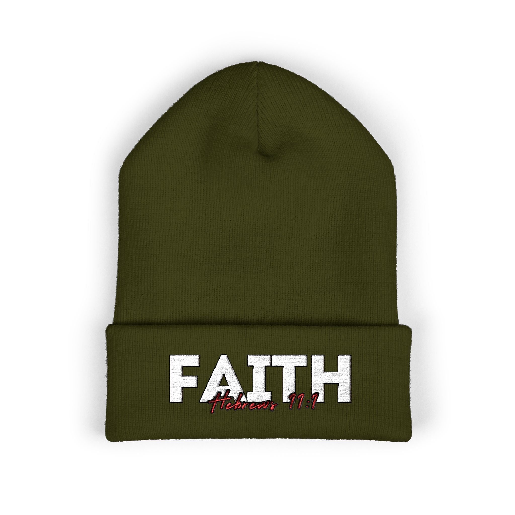 Hebrews 11:1 Faith Embroidered Cuffed Beanie