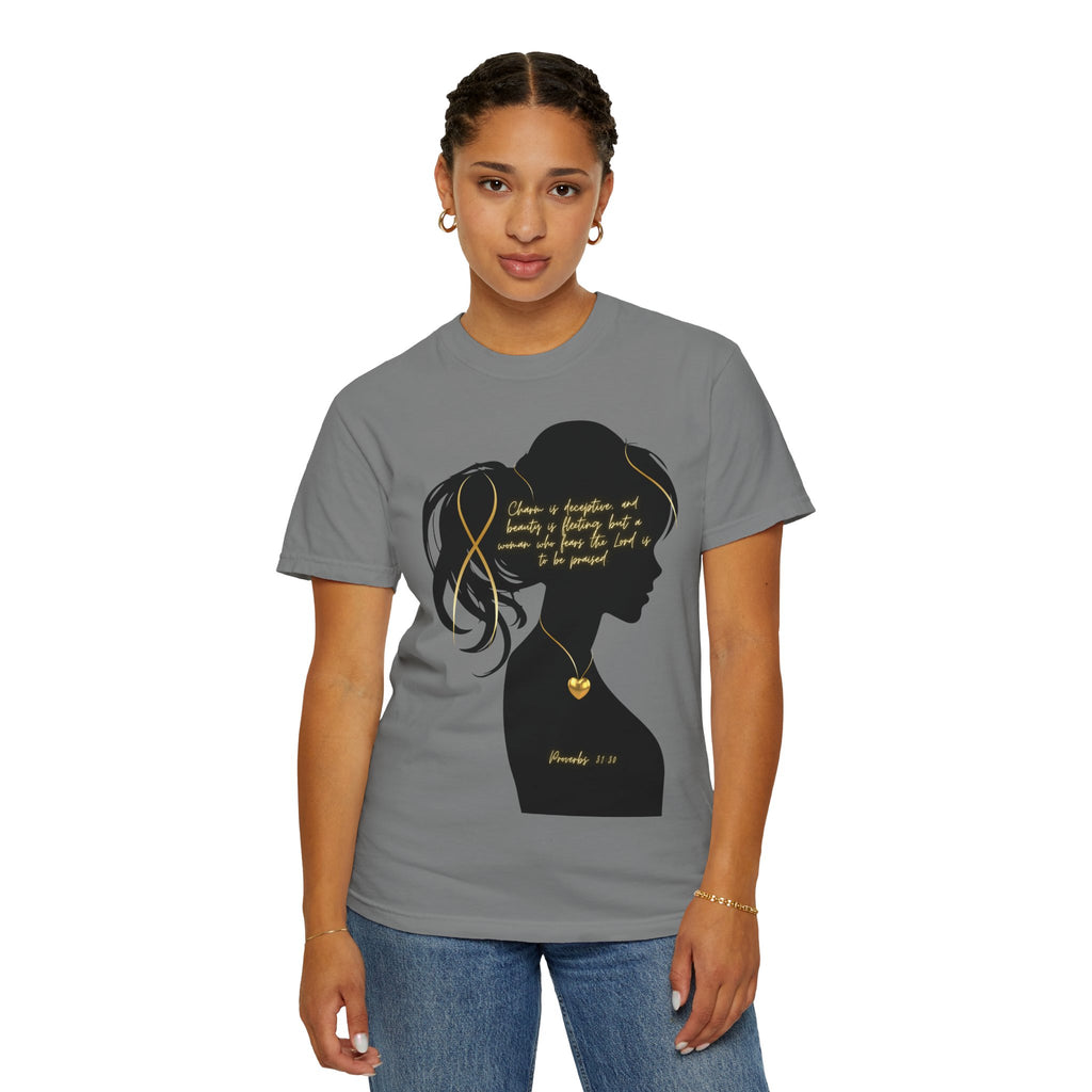 Proverbs 31:30 Gold Heart- T-Shirt