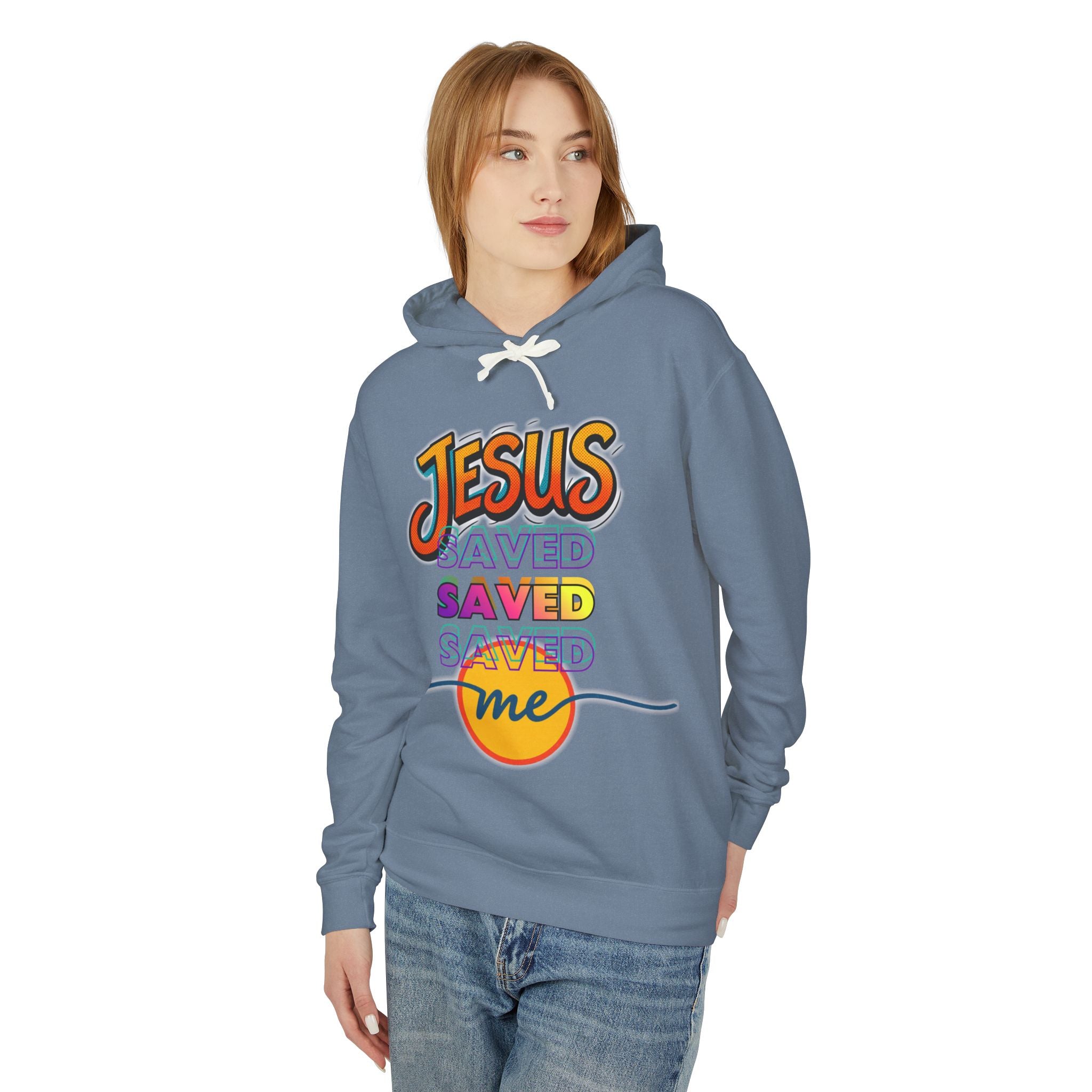 "Jesus Saved Me" Lightweight Hooded Sweatshirt
