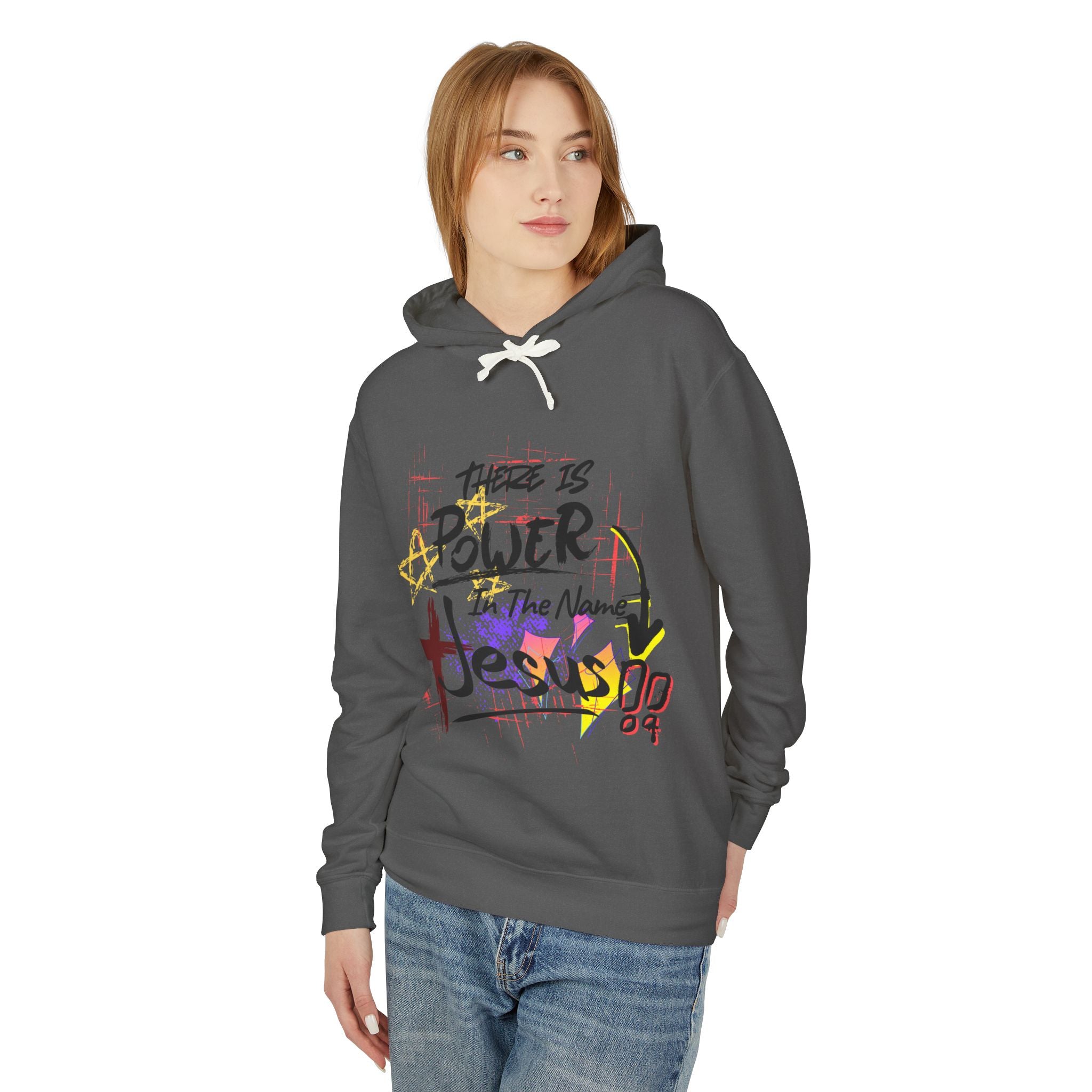 "There Is Power In The Name of Jesus" Lightweight Hooded Sweatshirt