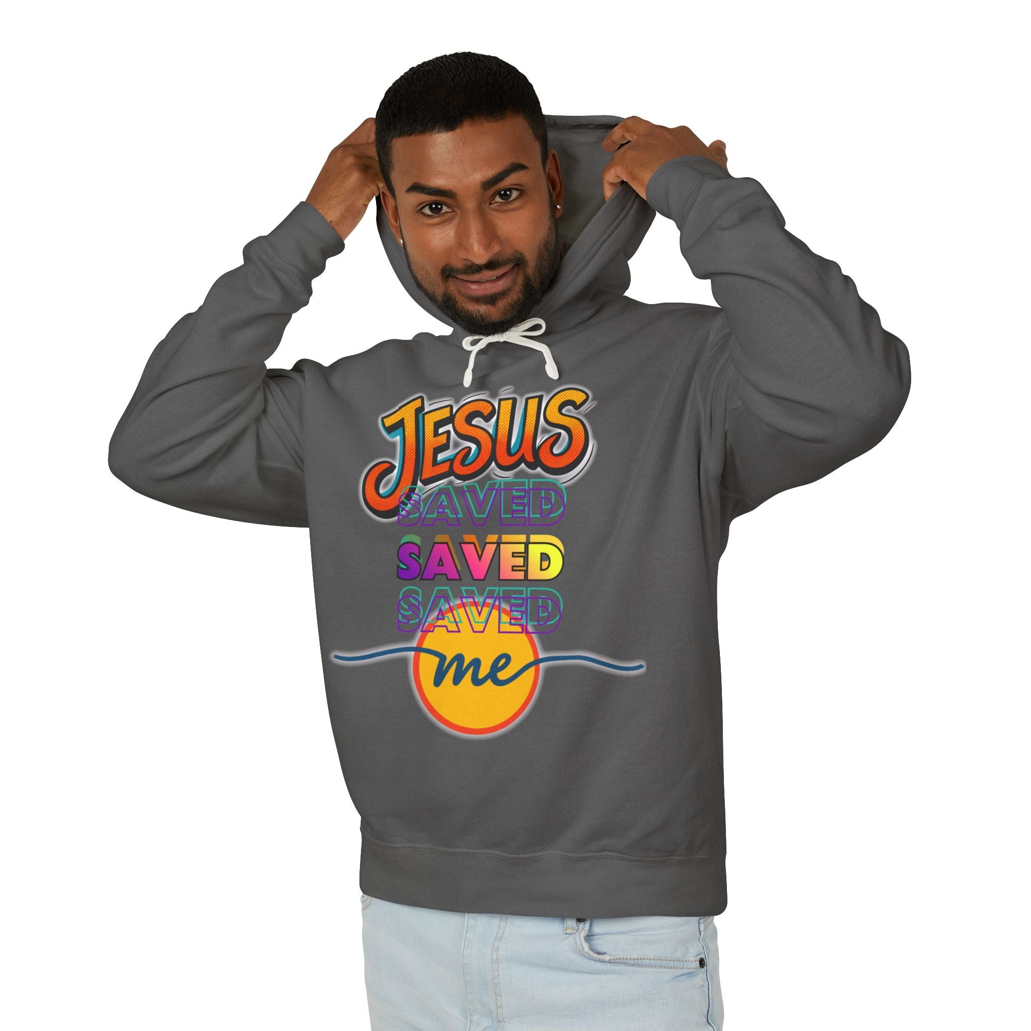 "Jesus Saved Me" Lightweight Hooded Sweatshirt