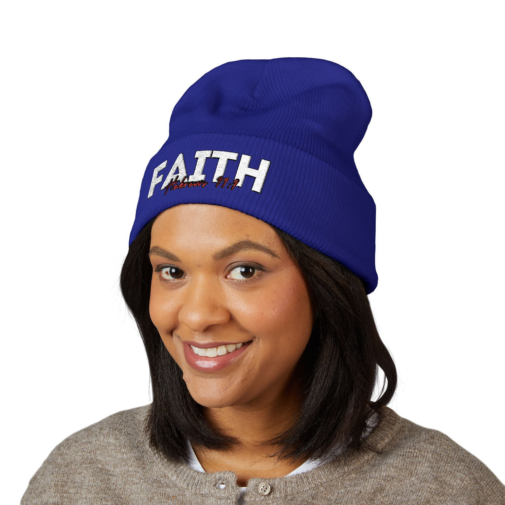 Hebrews 11:1 Faith Embroidered Cuffed Beanie