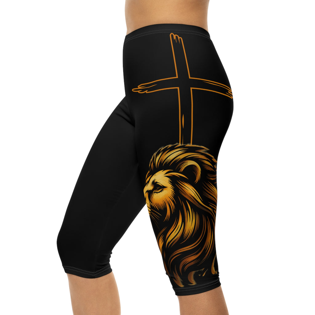 'Lion & Cross' — Capri Leggings