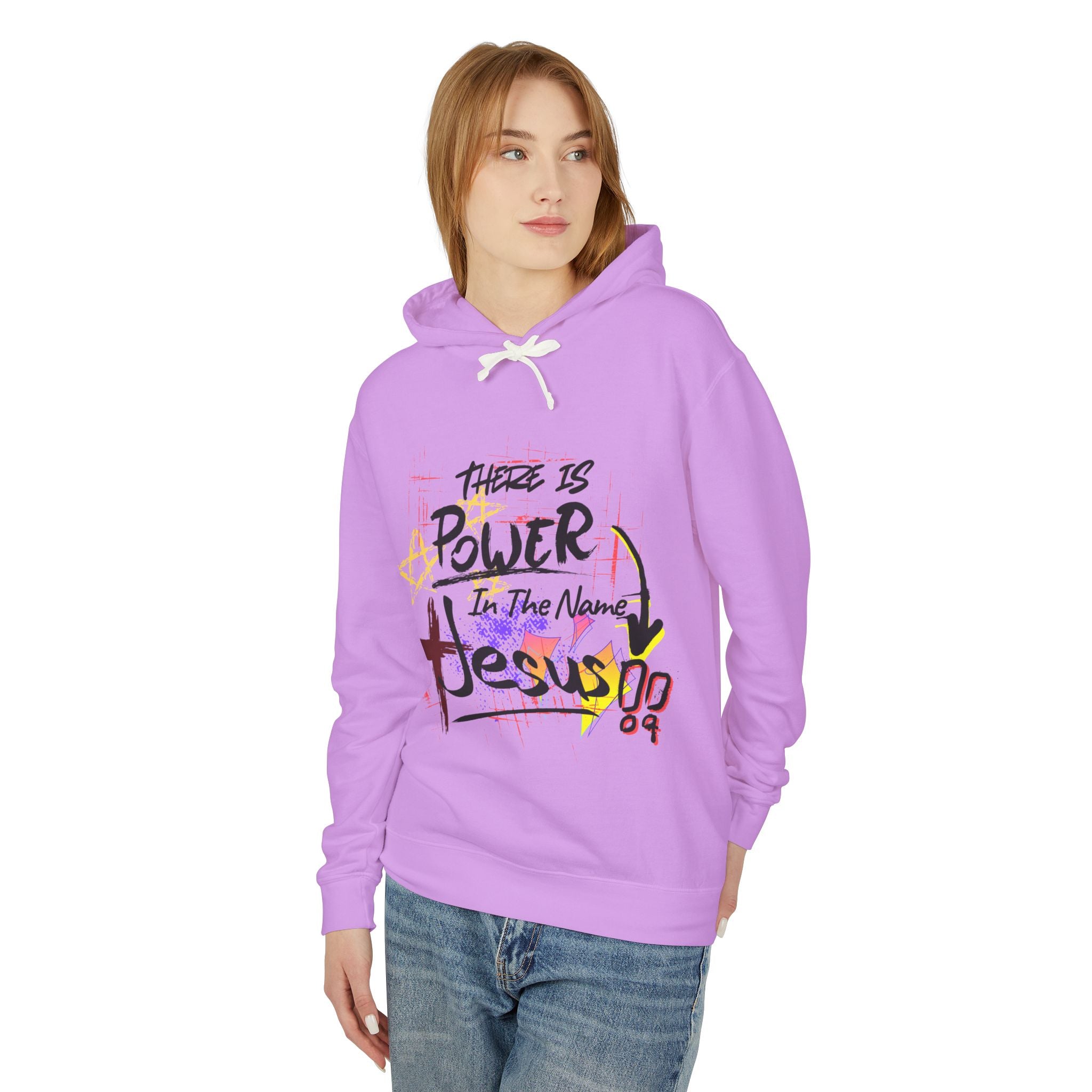 "There Is Power In The Name of Jesus" Lightweight Hooded Sweatshirt