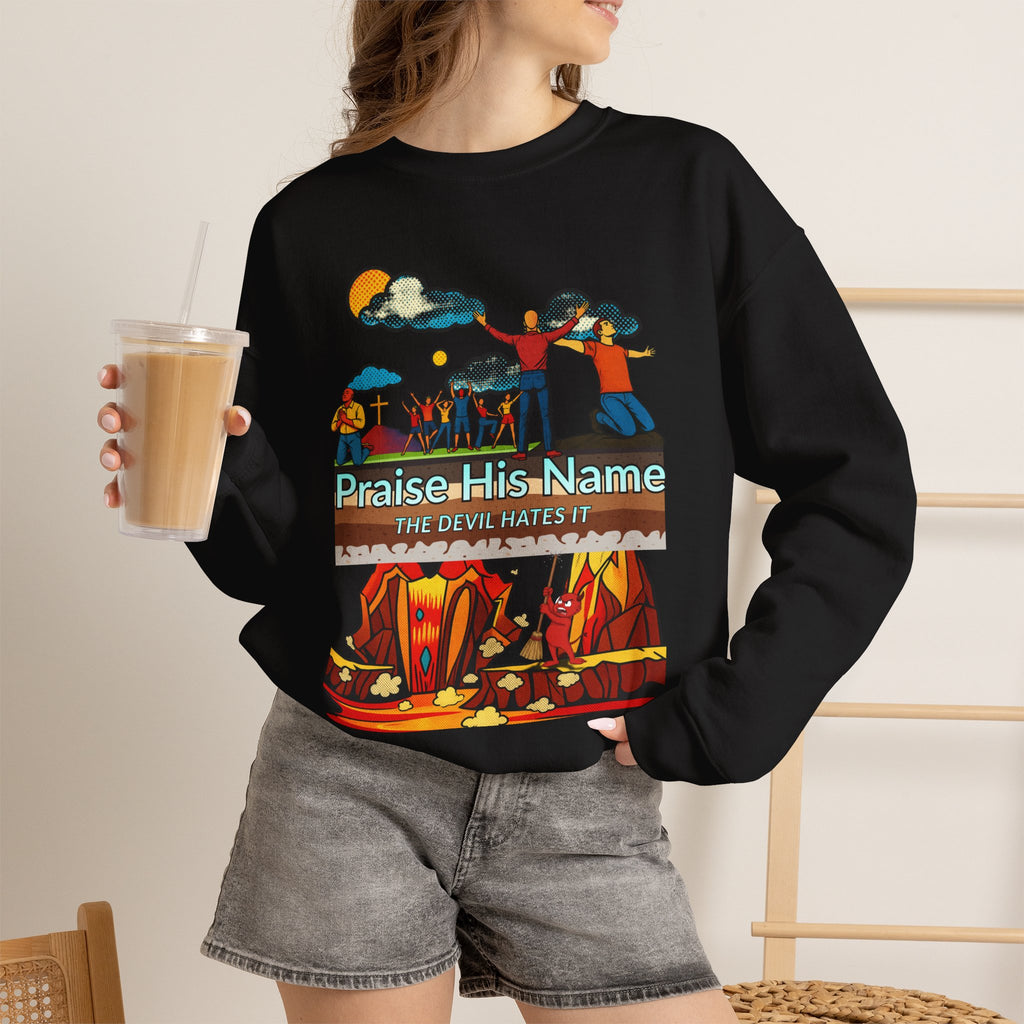 'Praise His Name' — Crewneck Sweatshirt
