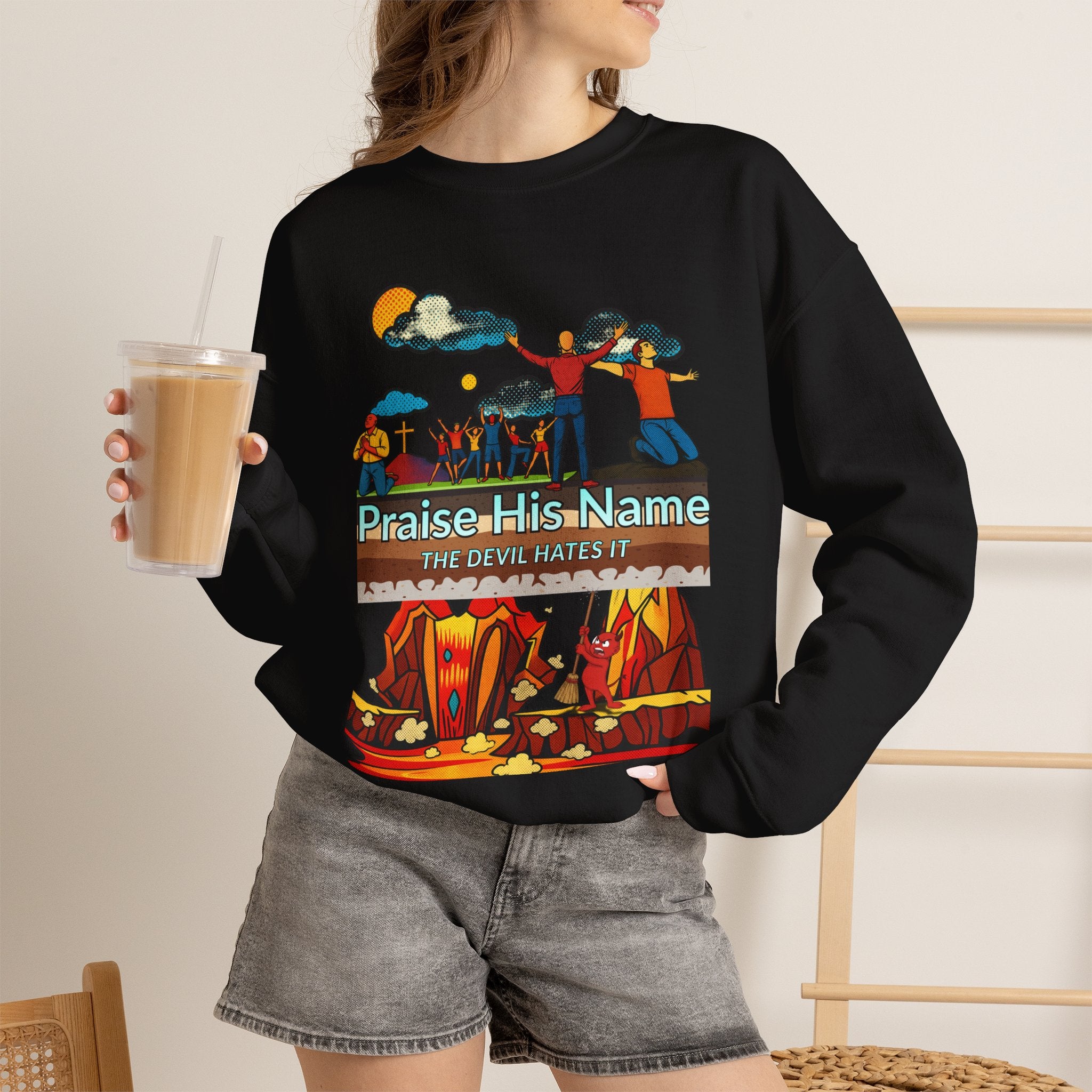 'Praise His Name' — Crewneck Sweatshirt