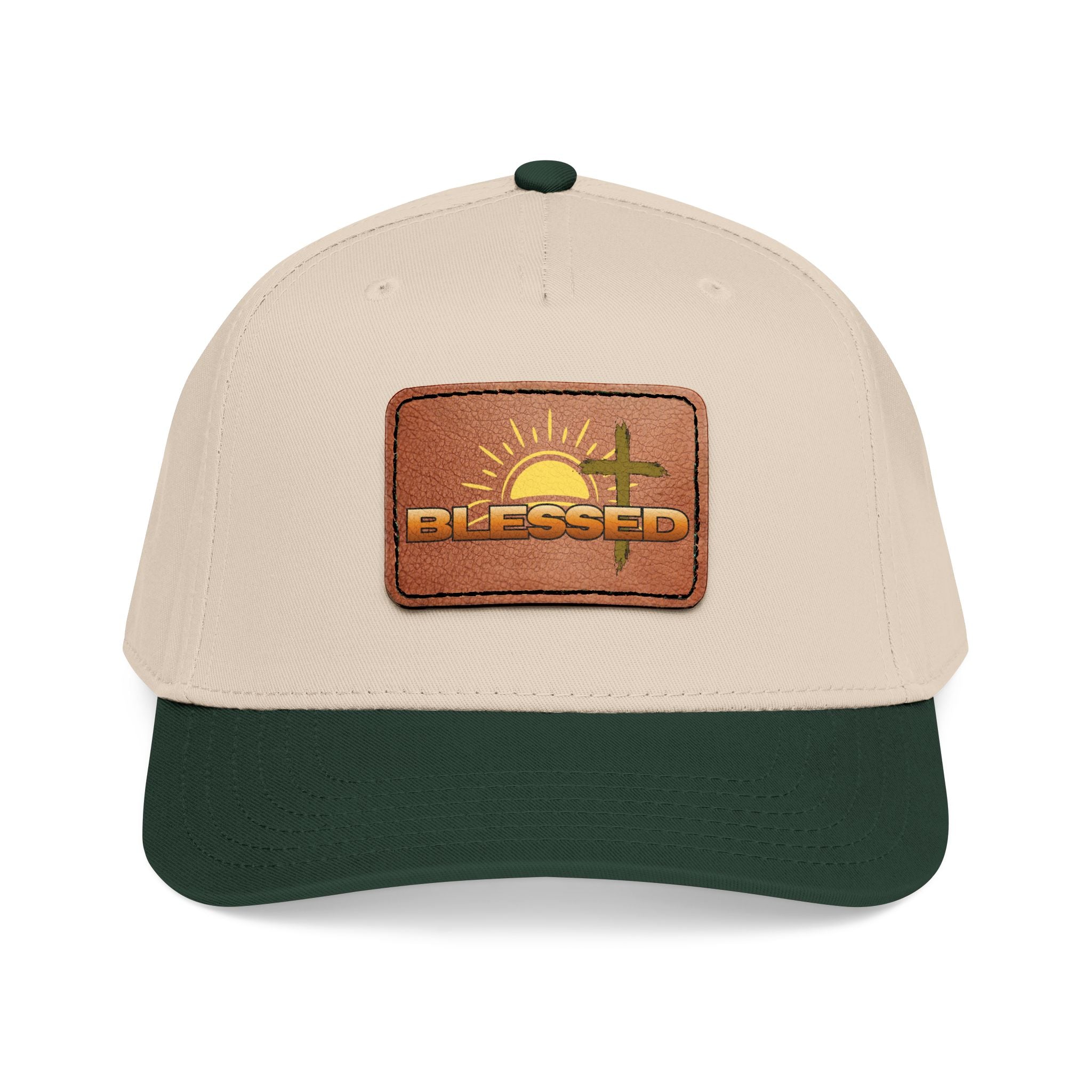 'Blessed' Sunrise Leather Patch Baseball Cap — Sunrise Cross Christian Hat