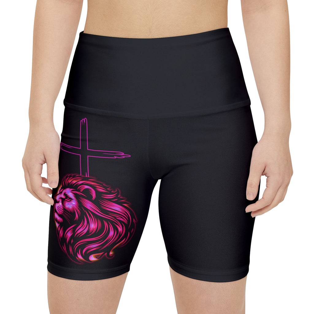 'Lion & Cross' Neon —  Women's Workout Shorts