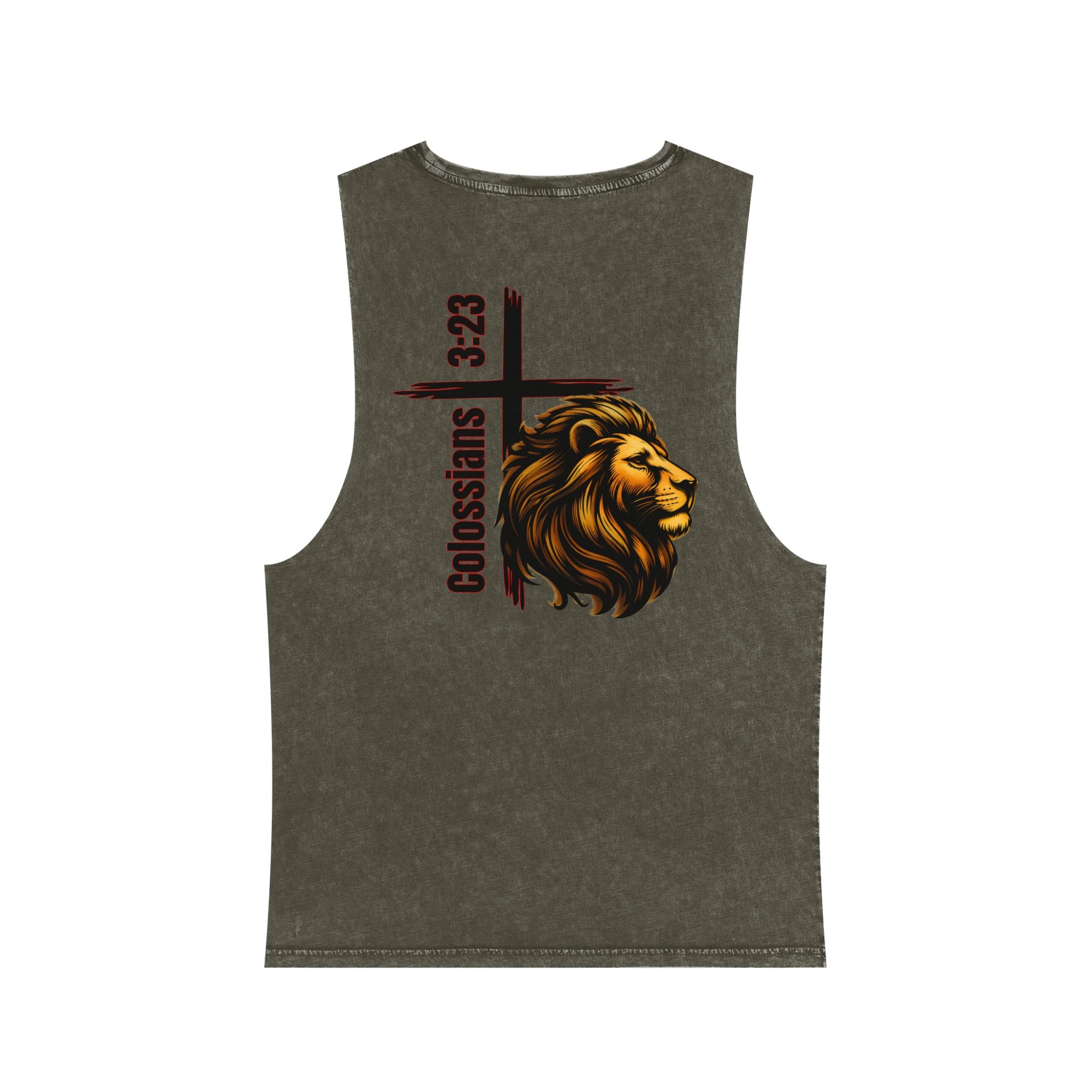 Colossians 3:23: "Work At It With All Your Heart"  — Stonewash Tank Top