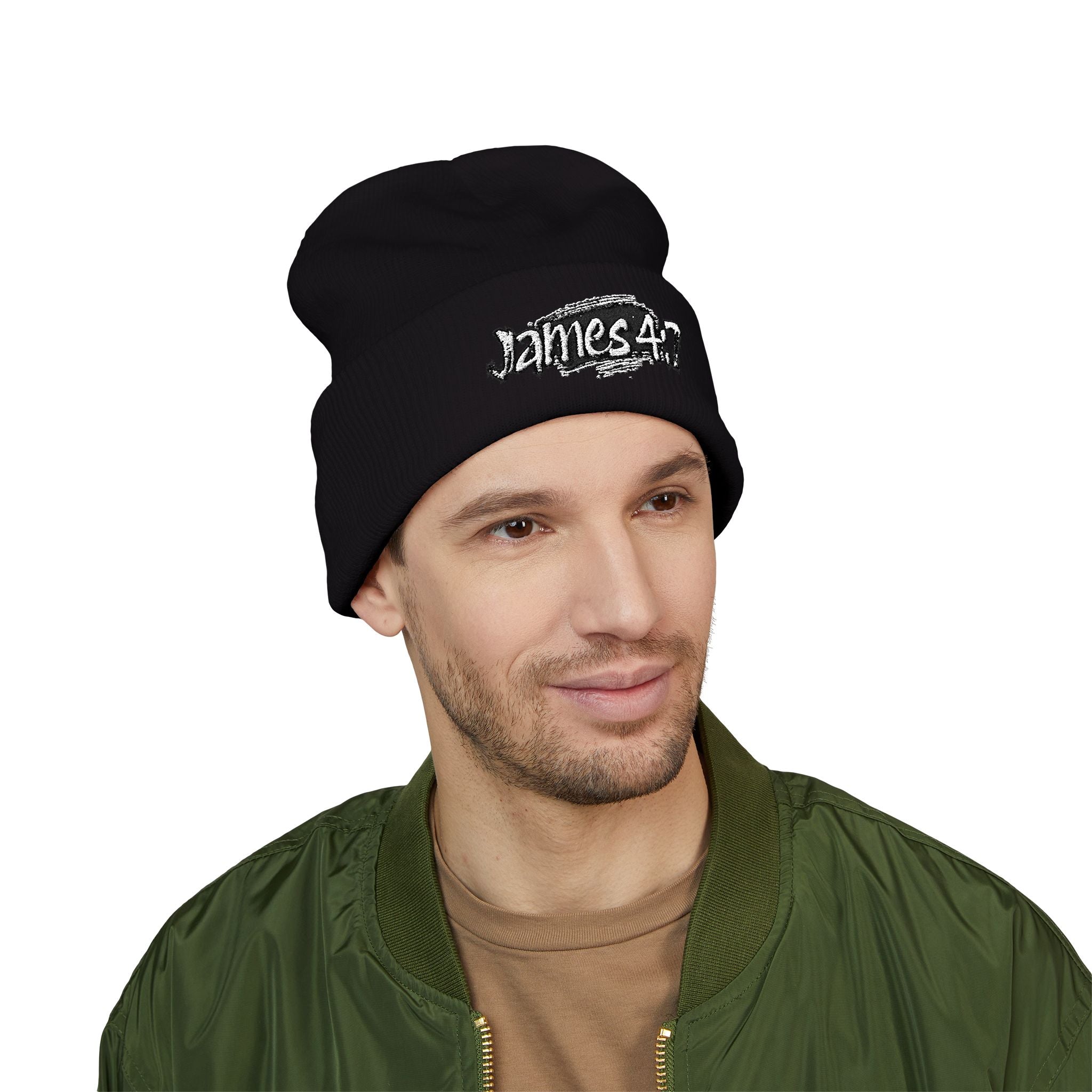 James 4:7 Embroidered Cuffed Beanie