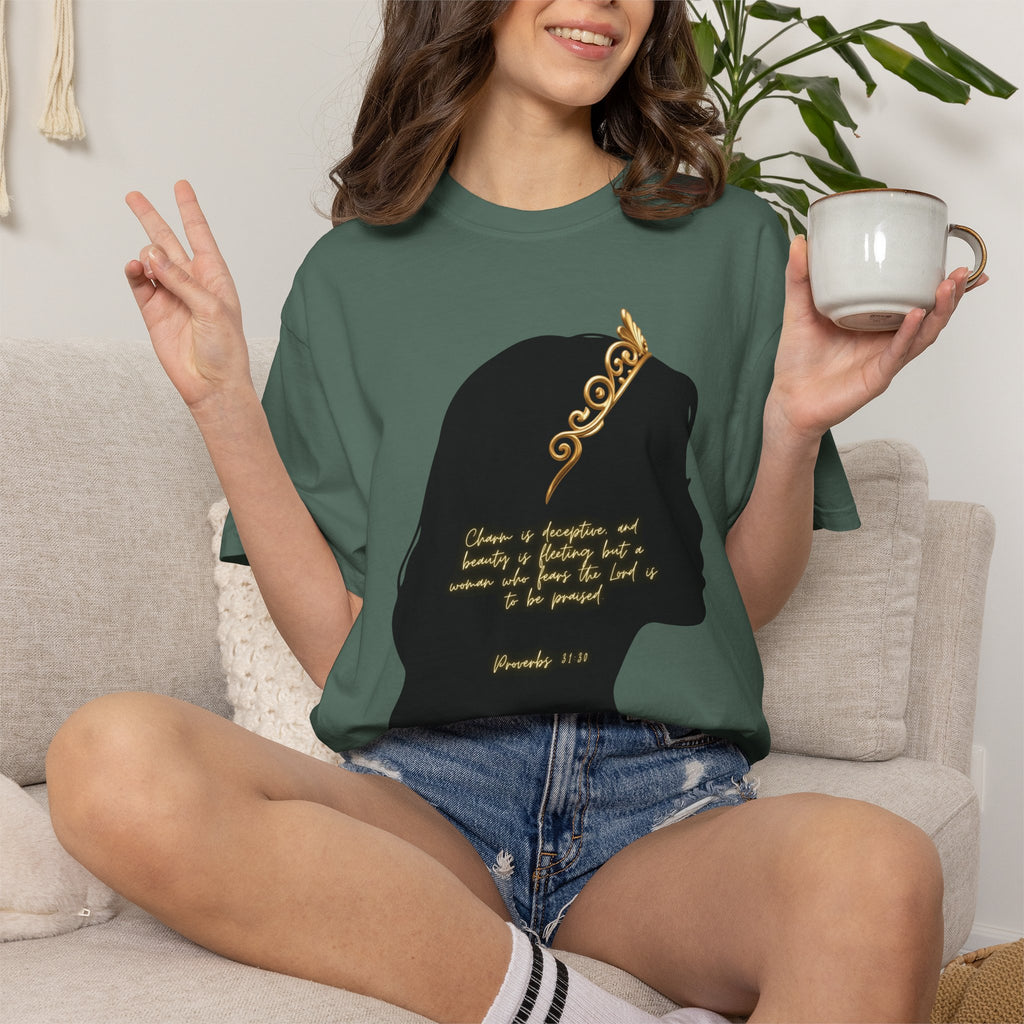 Proverbs 31:30 Gold Crown - T-Shirt