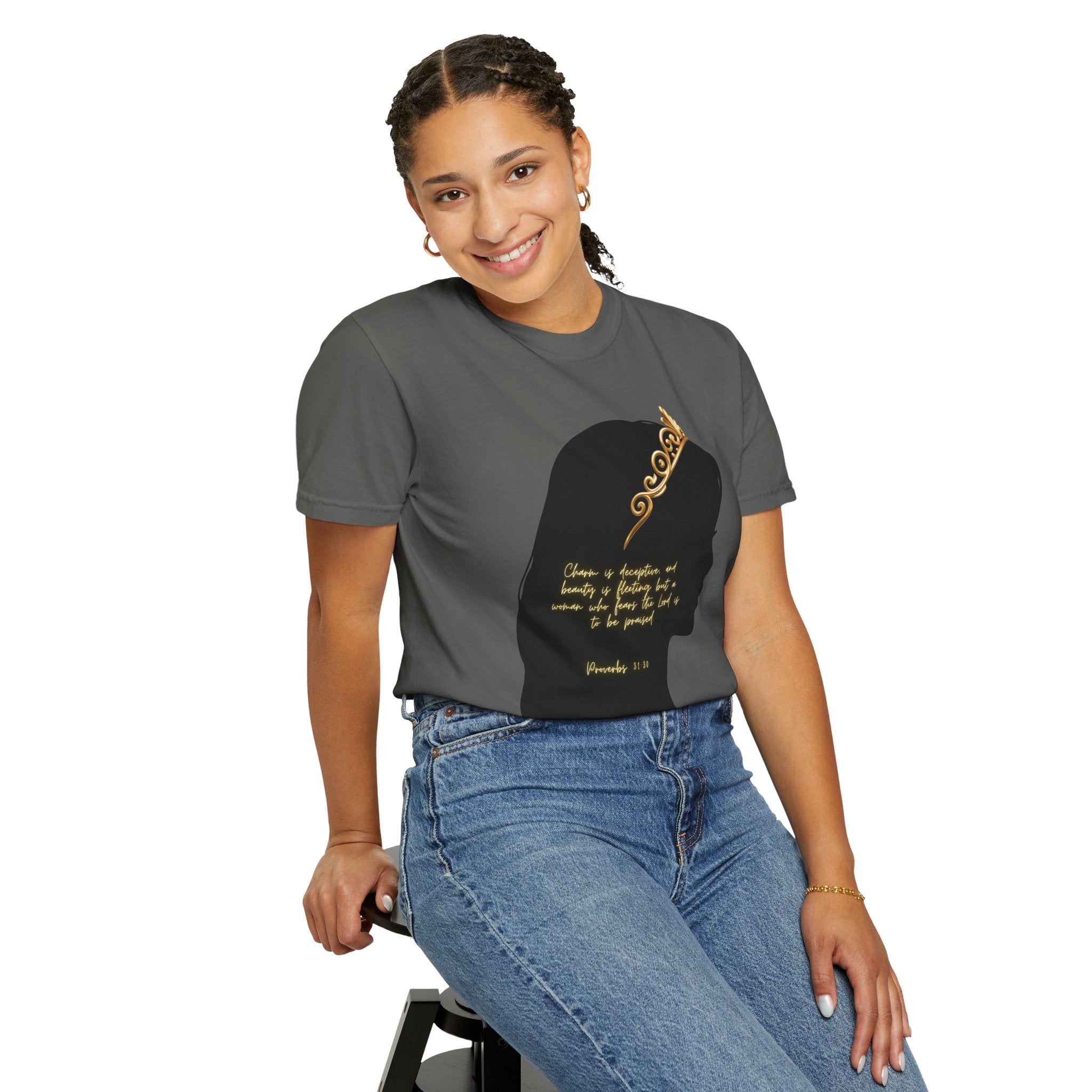 Proverbs 31:30 Gold Crown - T-Shirt