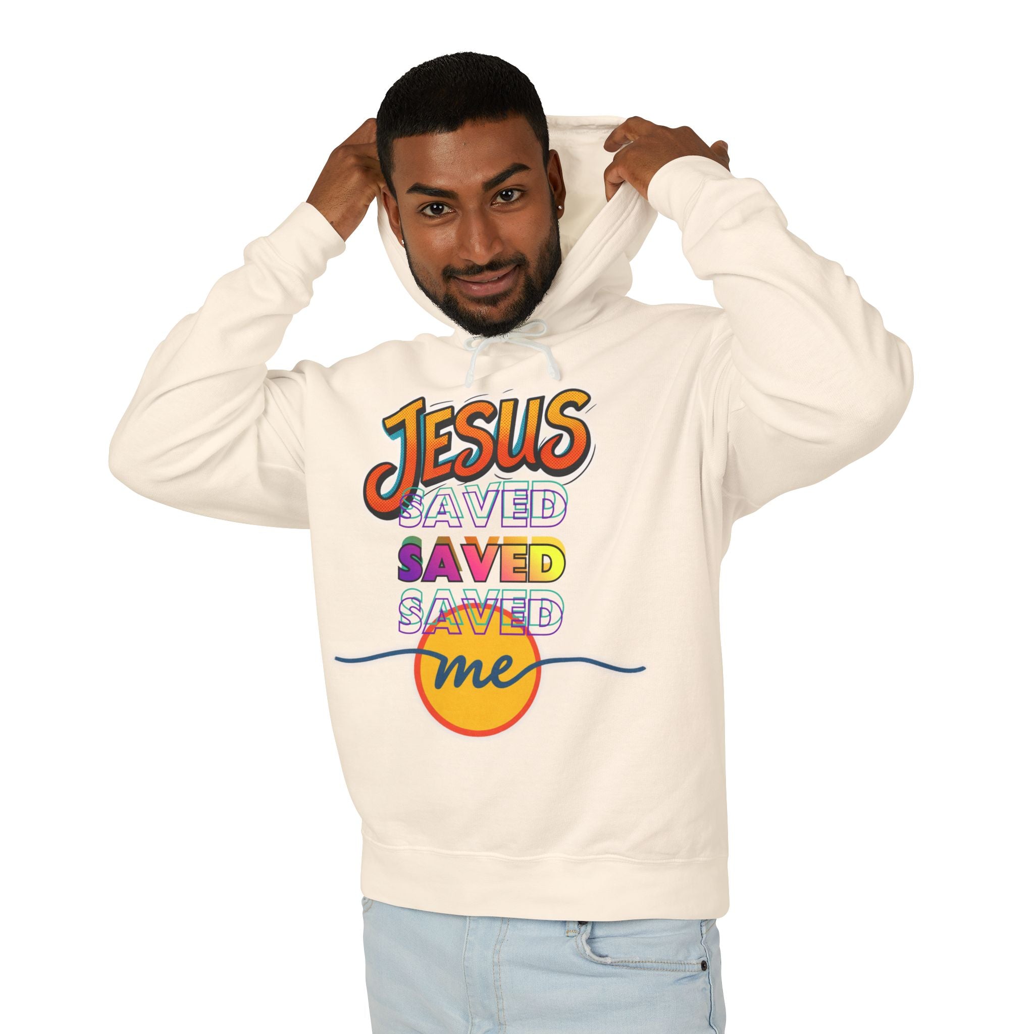 "Jesus Saved Me" Lightweight Hooded Sweatshirt