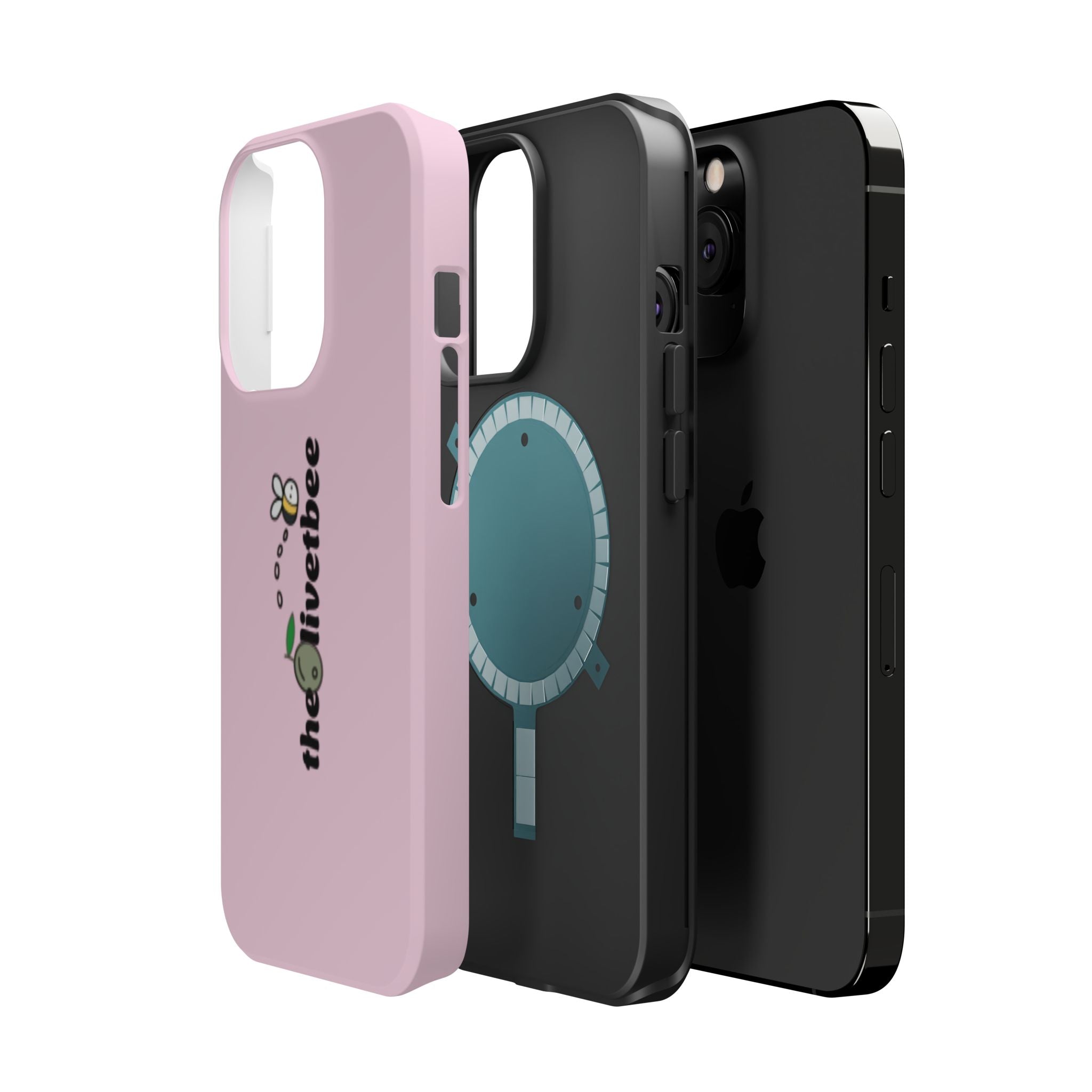 Pink Magnetic Impact-Resistant Phone Case — 'theolivetbee' , Shockproof MagSafe-Compatible Protection