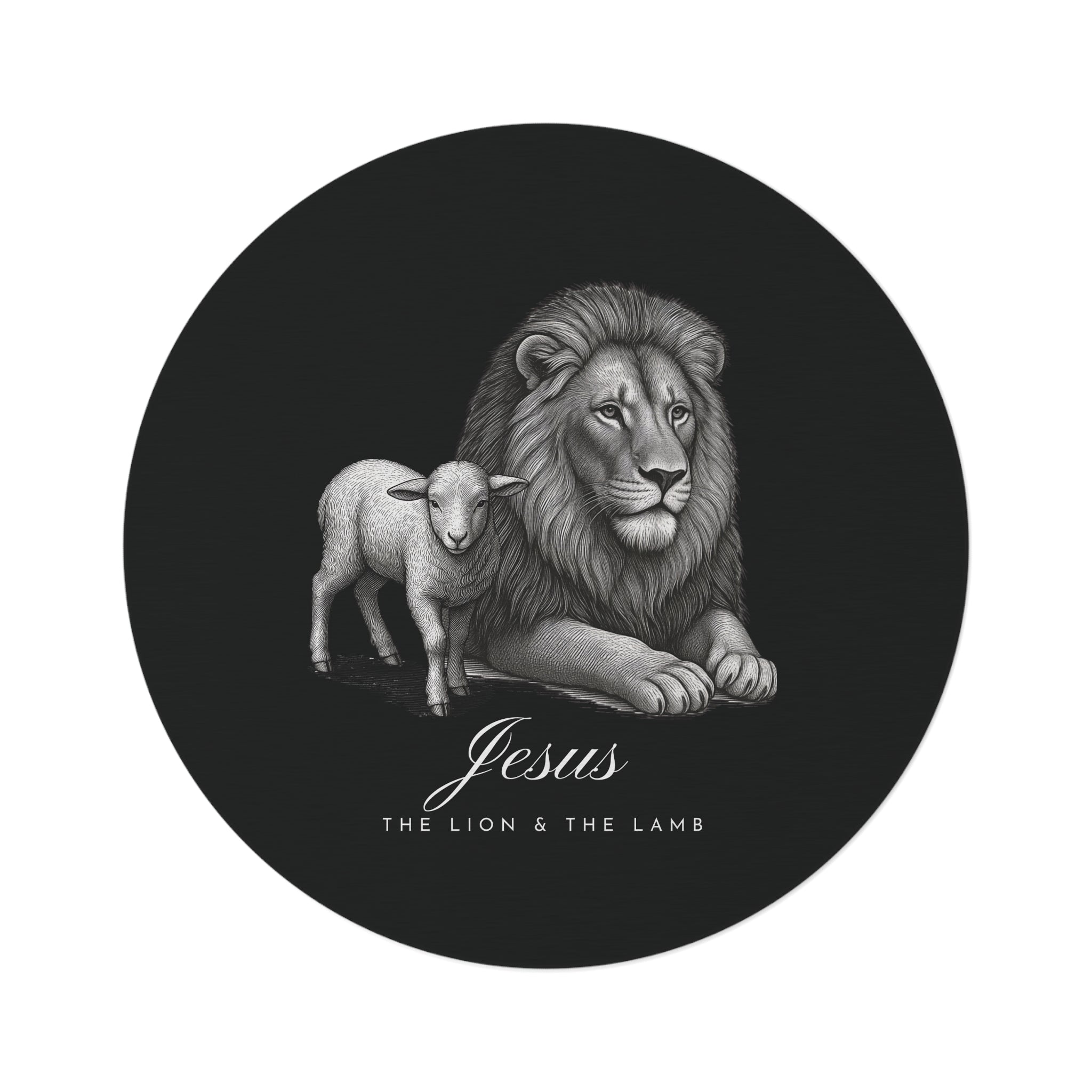 "Jesus: The Lion & The Lamb" — Round Rug