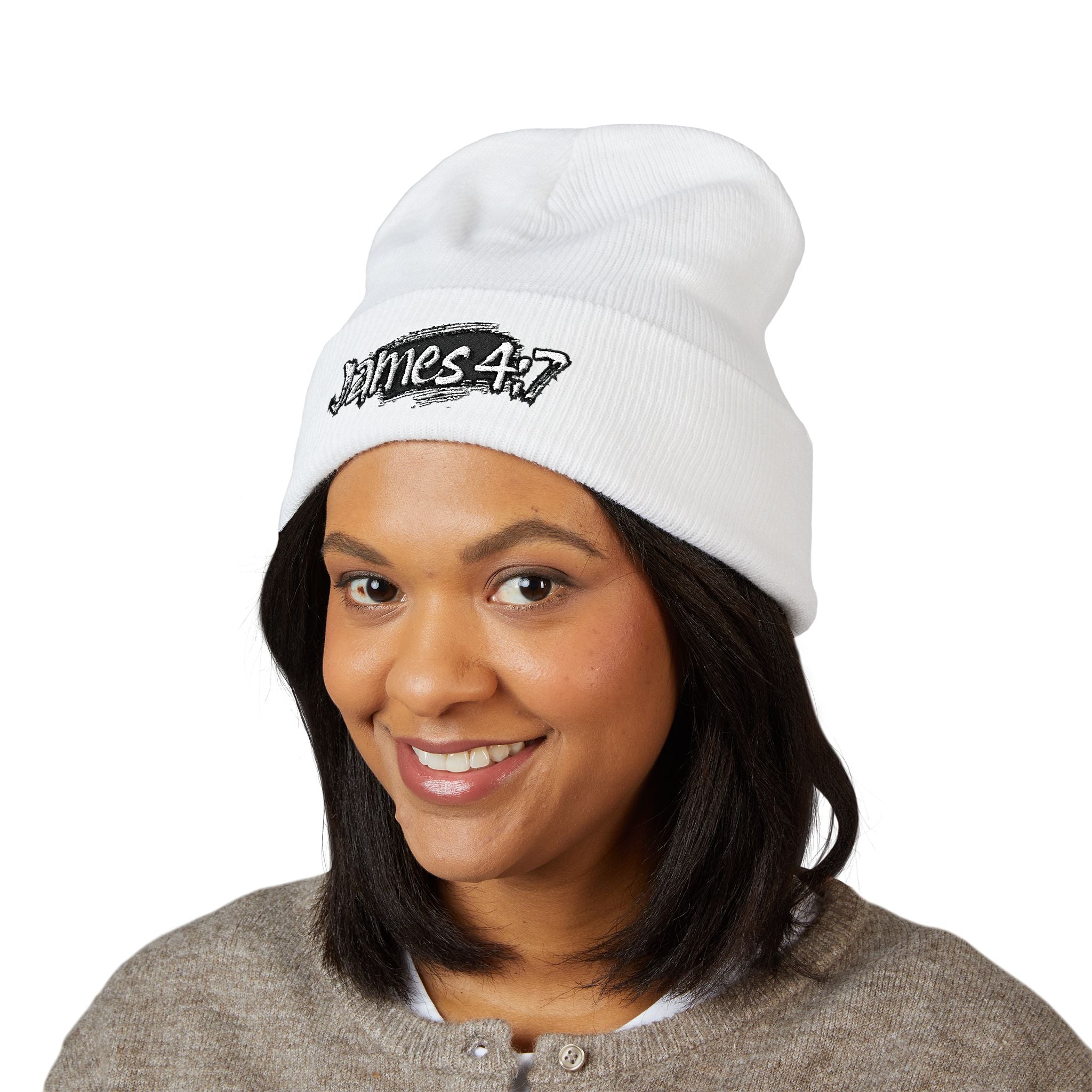 James 4:7 Embroidered Cuffed Beanie