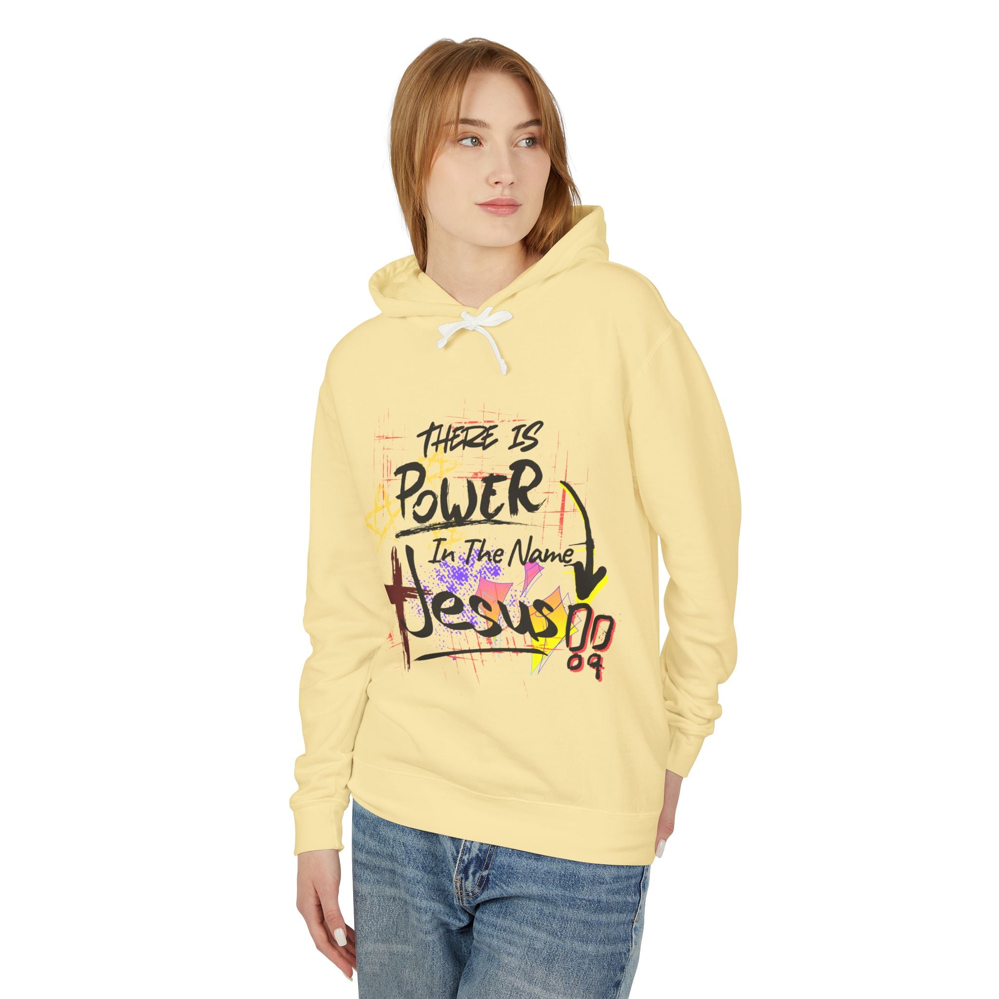 "There Is Power In The Name of Jesus" Lightweight Hooded Sweatshirt