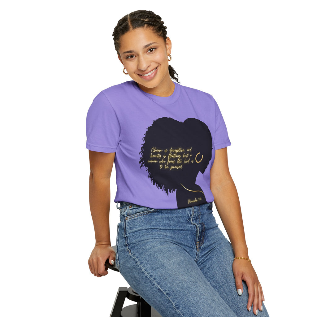 Proverbs 31:30 Gold Earring - T-Shirt