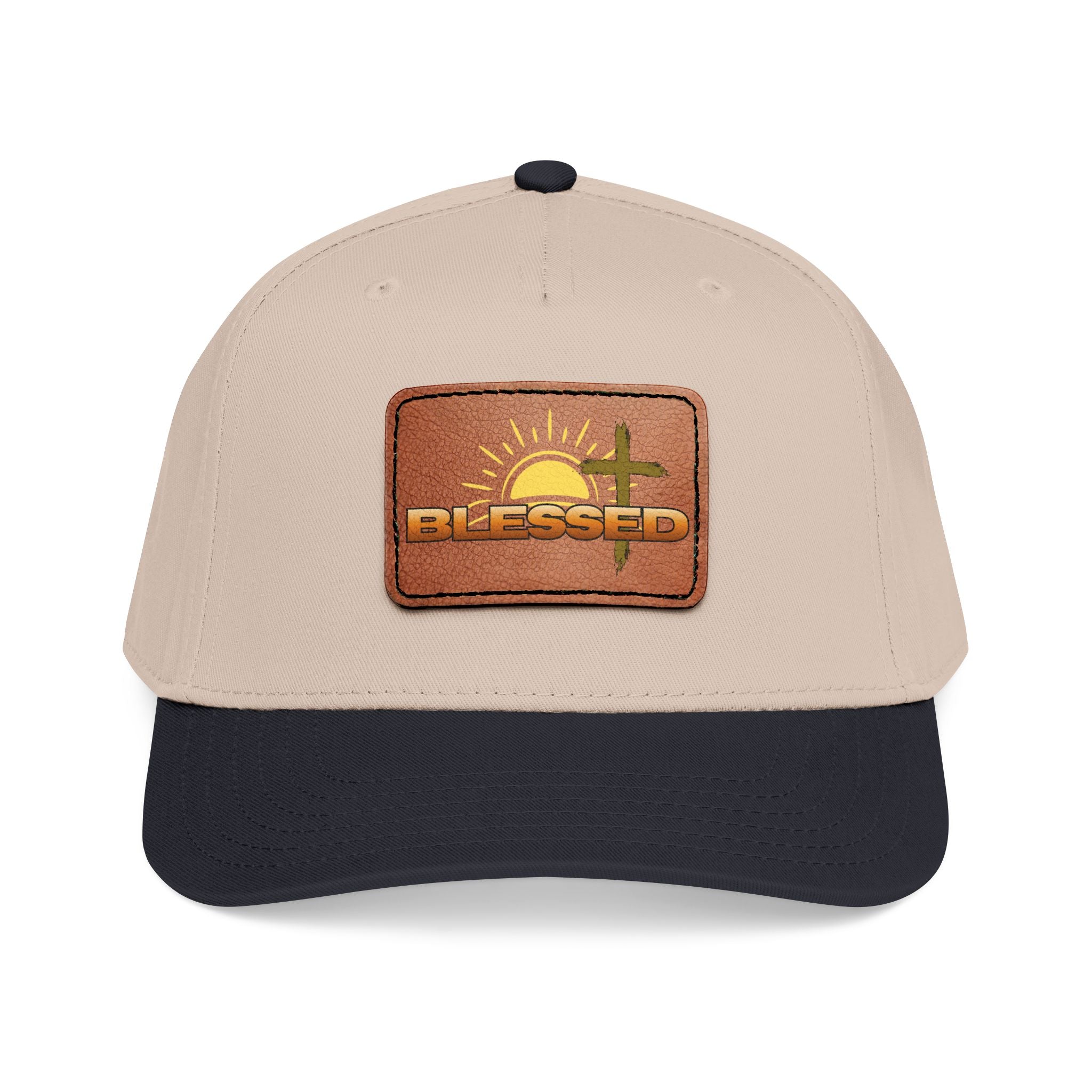 'Blessed' Sunrise Leather Patch Baseball Cap — Sunrise Cross Christian Hat