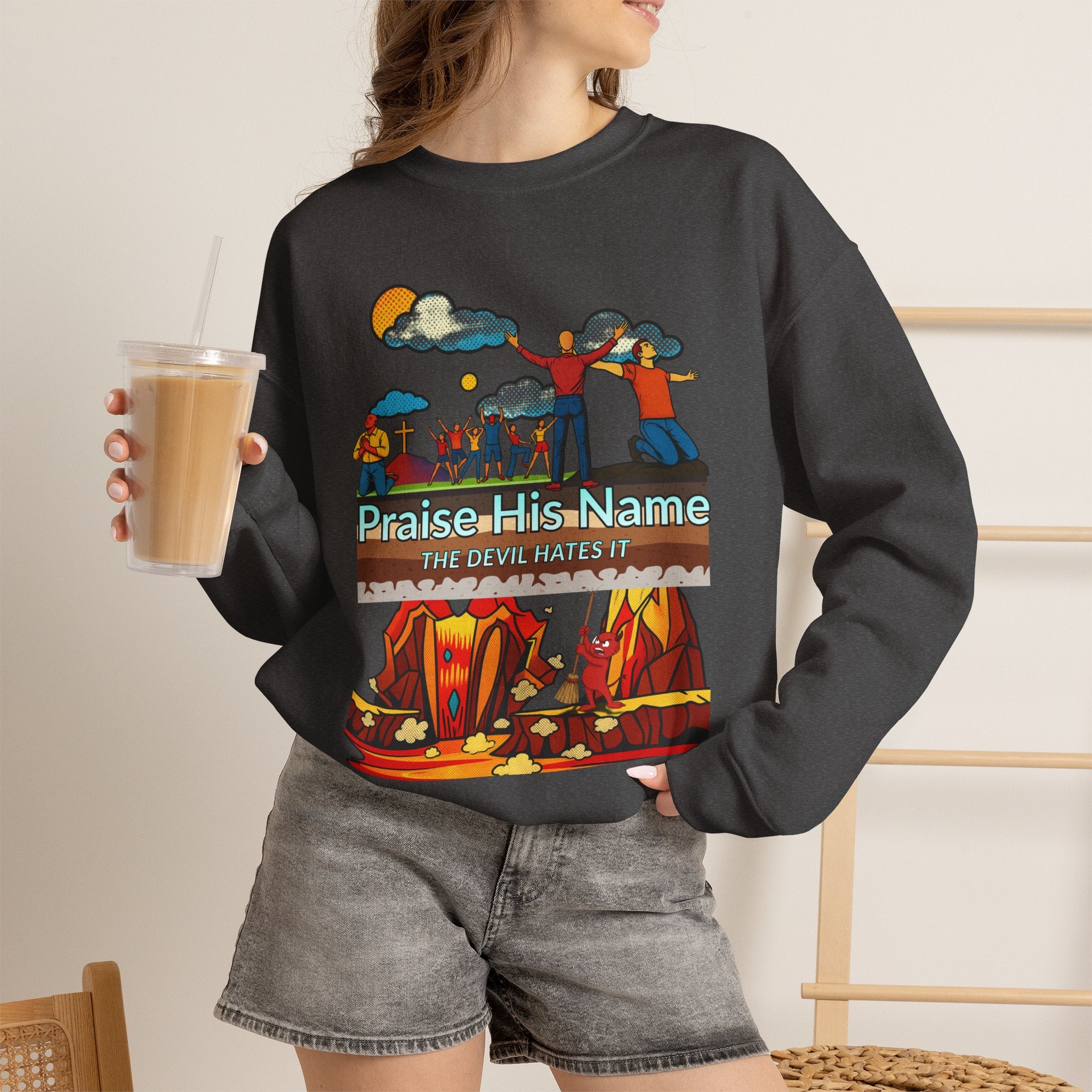 'Praise His Name' — Crewneck Sweatshirt